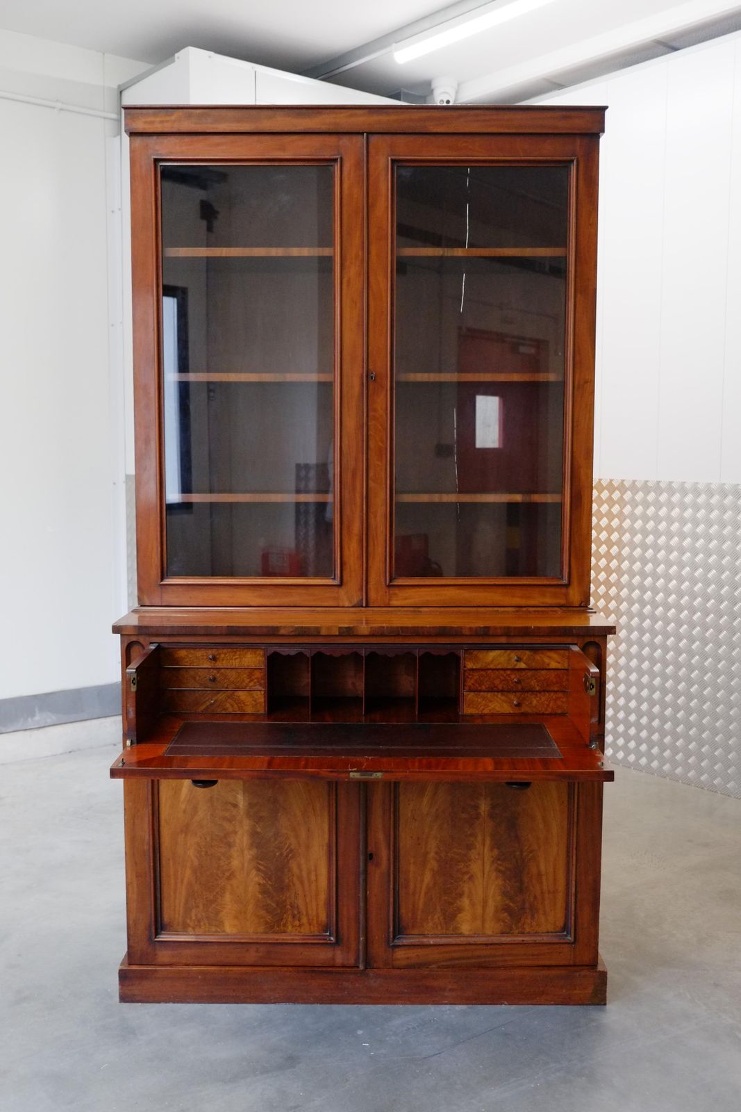 English Antique Georgian Glazed Library Bookcase   Secretaire photo for sale