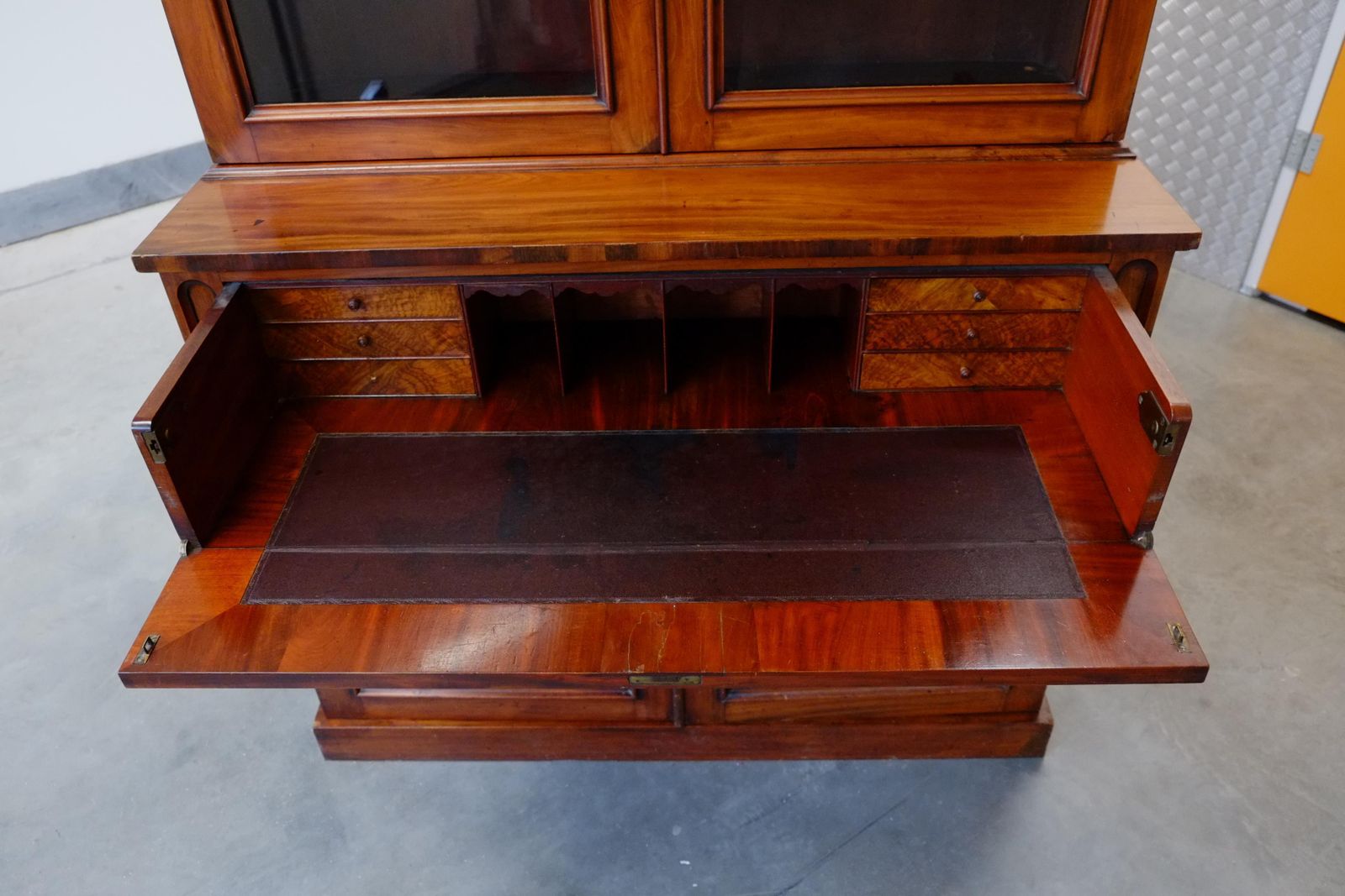 English Antique Georgian Glazed Library Bookcase   Secretaire photo vintage
