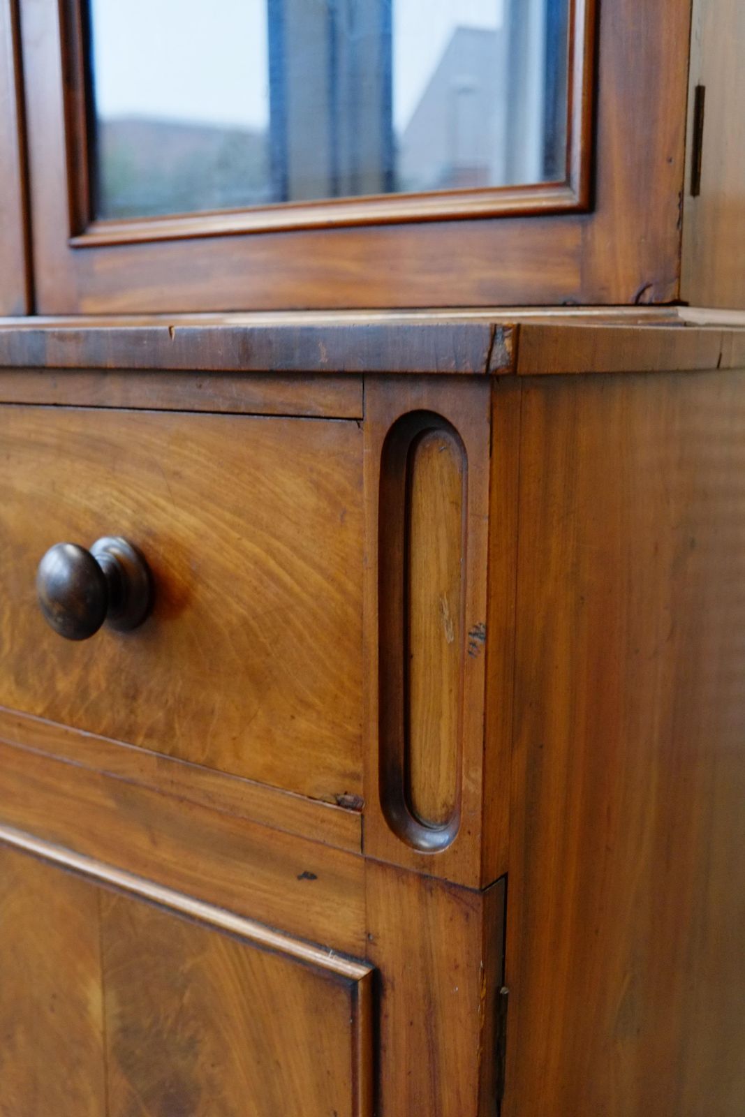 Furniture English Antique Georgian Glazed Library Bookcase   Secretaire photo