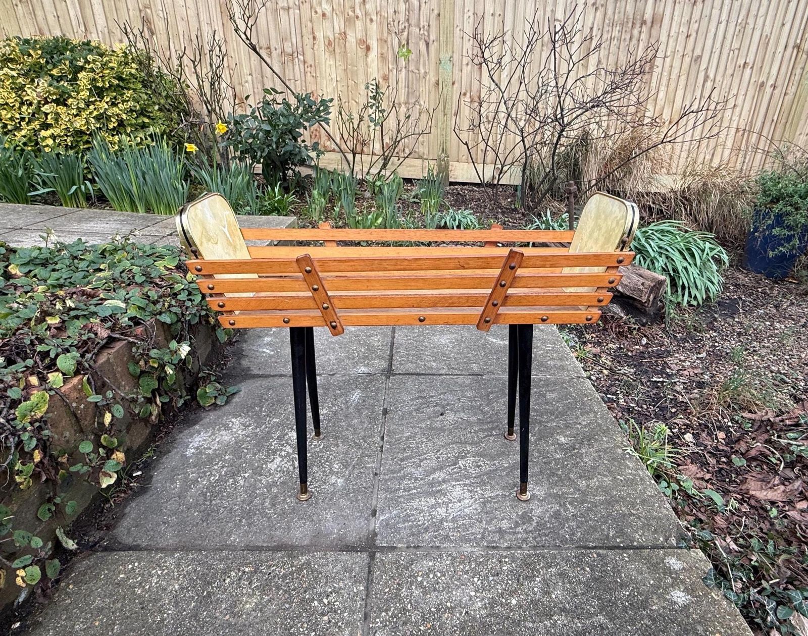 Mid Century / Retro Wooden Plant Stand On Tapered Black Painted Legs, 1960s–1970s