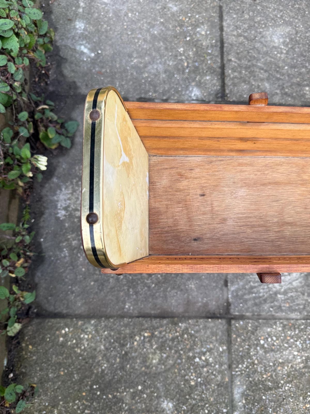 Mid Century / Retro Wooden Plant Stand On Tapered Black Painted Legs, 1960s–1970s photo vintage