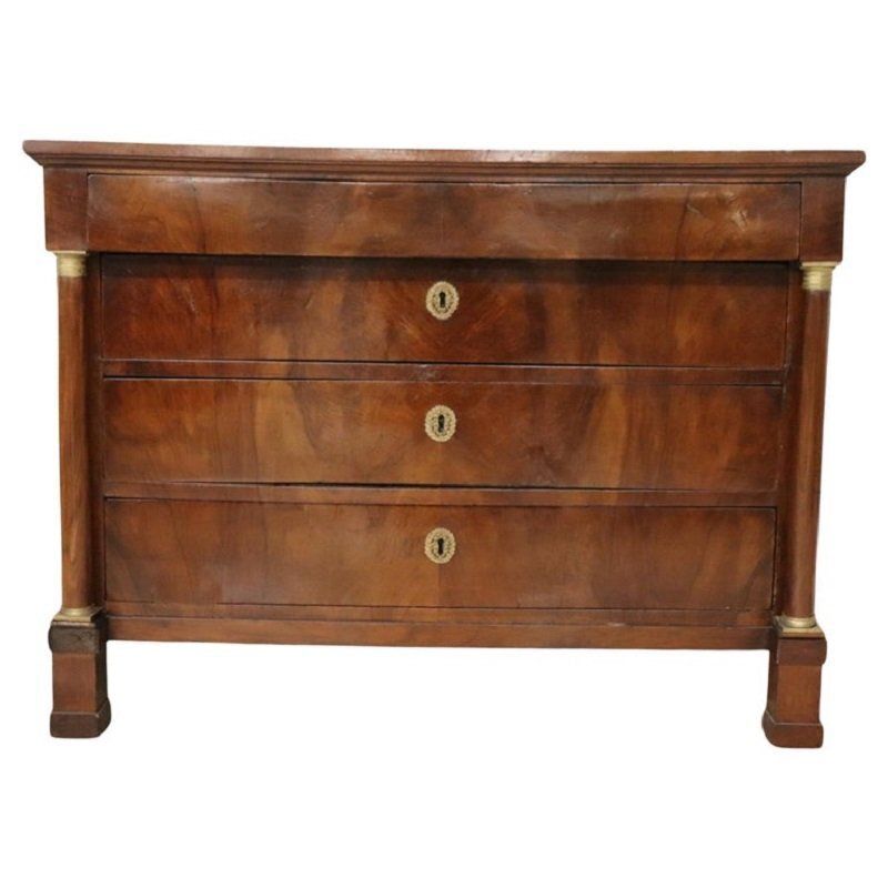Antique Early 19th Century Walnut Chest Of Drawers