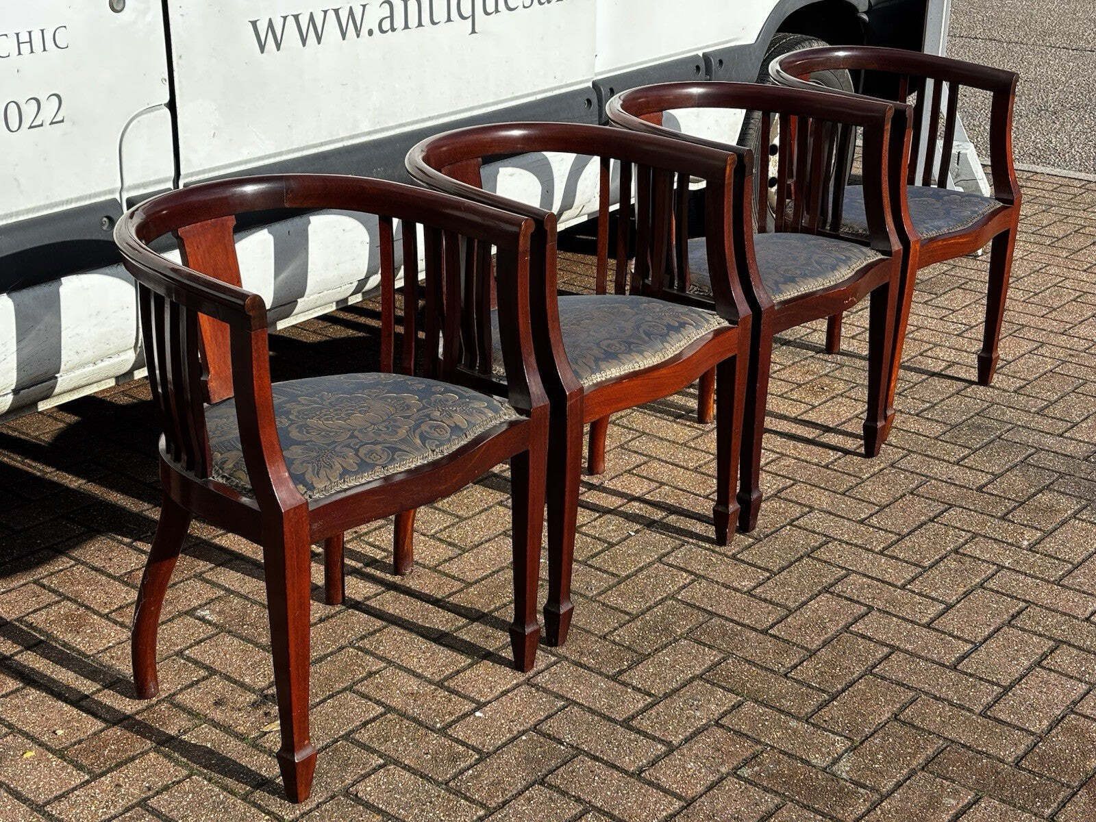 Edwardian Set Of 4 Mahogany Hotel Foyer Chairs. photo vintage