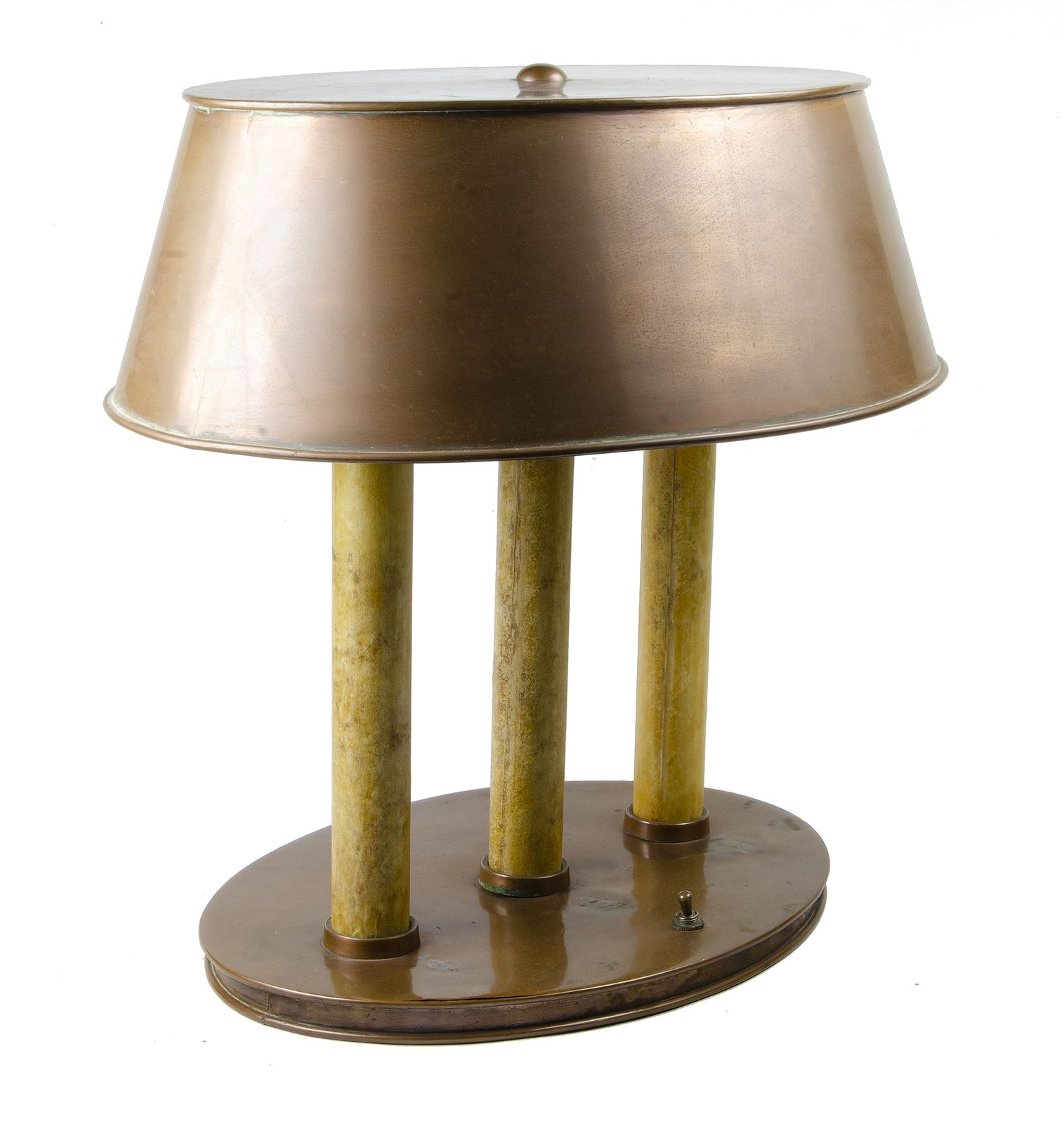 Mid 20th Century Modern Bouillotte Table Lamp With Brass Body And Shade, Italy