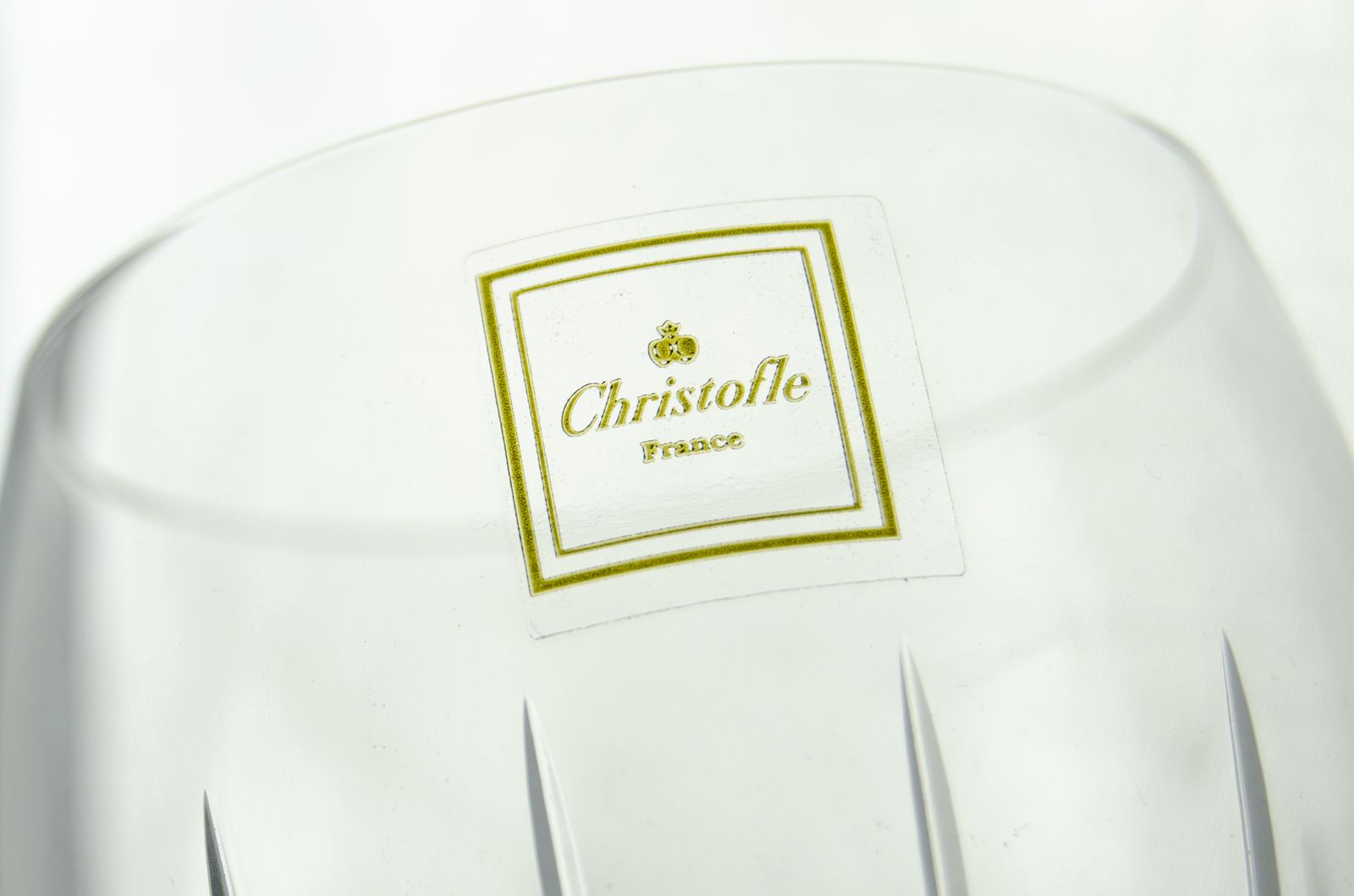 Set Of Six 1990s Blown Crystal White Wine Glasses From The 'Iriana' Collection With Box By Christofle, France photo Home Decor