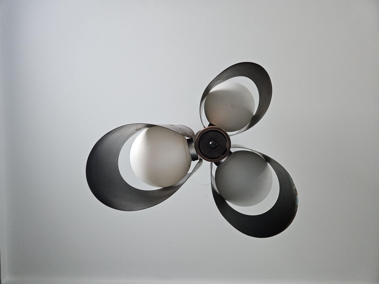 Vintage Copper Chandelier: Brutalist Mid Century Modern Pendant Light photo Lighting