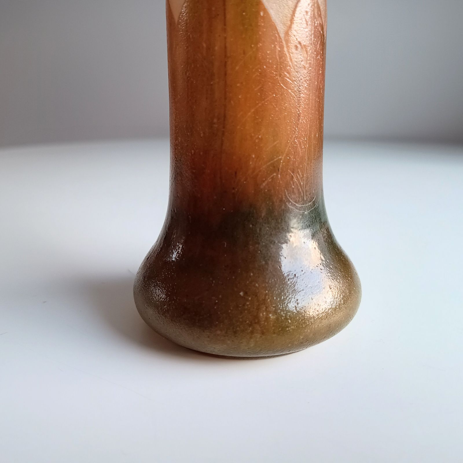 French Art Nouveau Cameo Glass Solifleur Vase, Nancy School C.1900 – Satin Etched, Earth Tones photo buy