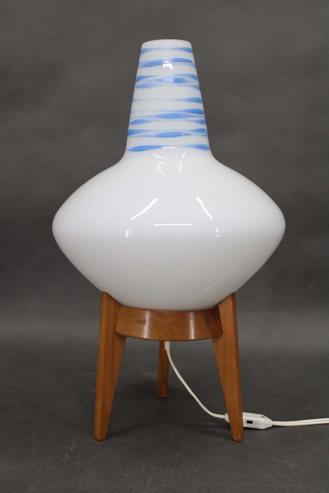 Mid Century Czech Uluv Table Lamp In Maple Wood And Glass, 1960s photo furniture