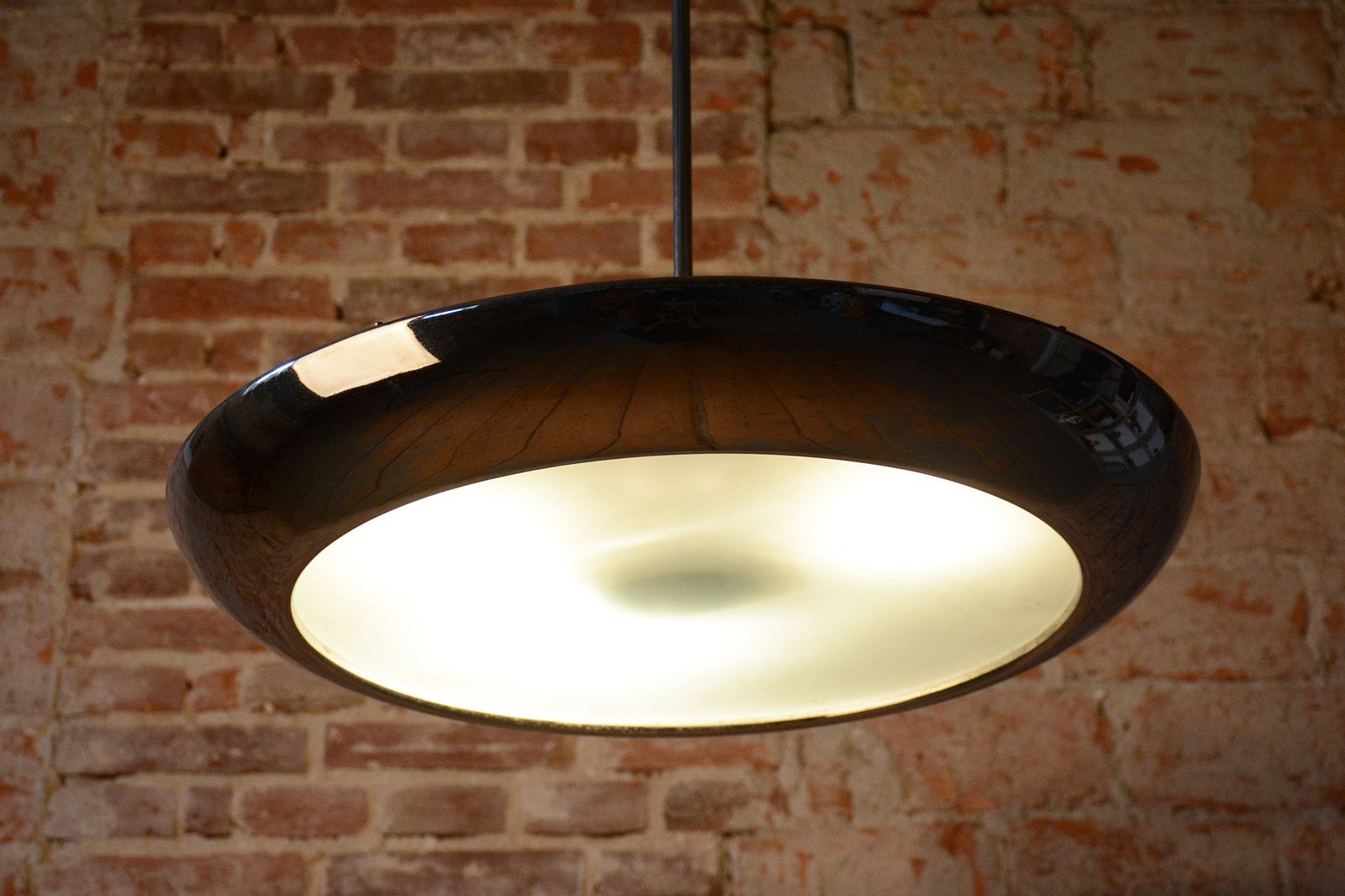 Restored Bauhaus Pendant, By J. Hurka For Napako, Chrome, Glass, Czech, 1920s photo for sale