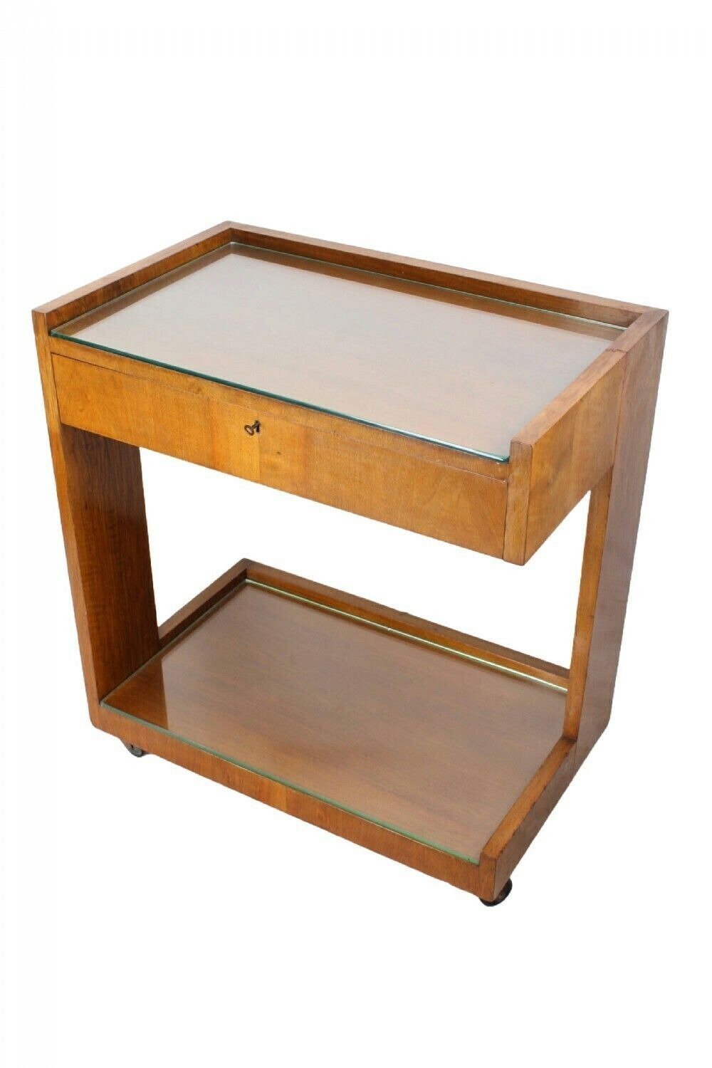Art Deco Walnut Two Tier Trolley photo for sale