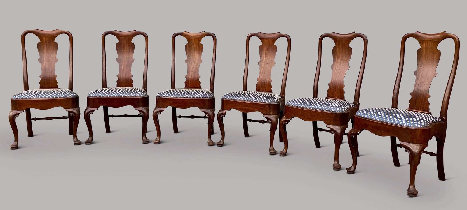 Furniture Handsome George II Red Walnut Set Of 6 Side / Dining Chairs photo
