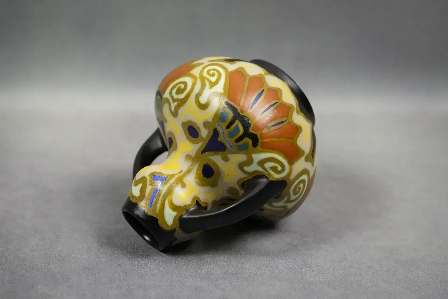 Art Deco Vase With Two Handles In Polychrome Earthenware – Regina, Holland Gouda, Circa 1930 photo buy