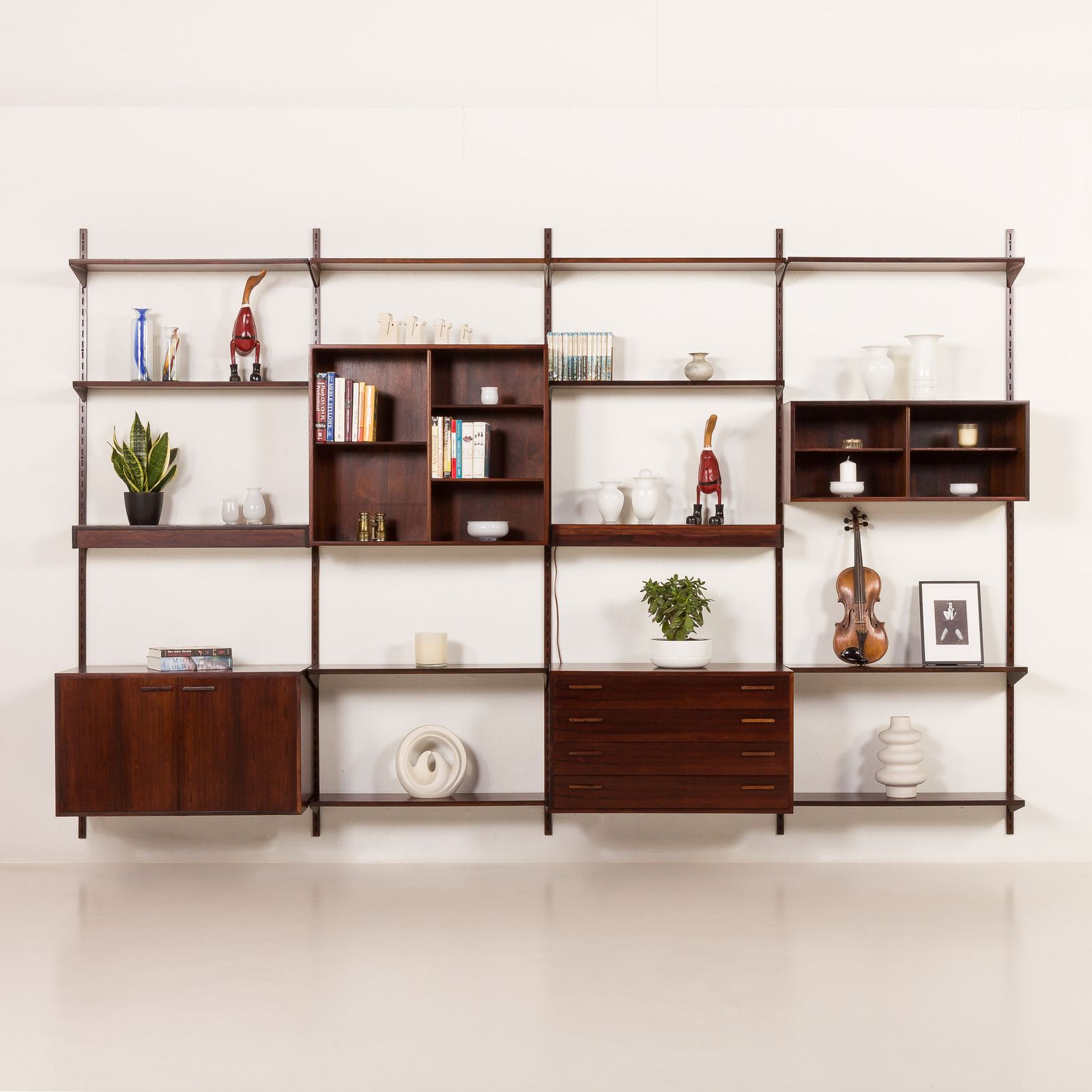 Kai Kristiansen Rosewood Wall Unit With 2 Lamps For Fm Mobler, Denmark 1960s photo for sale