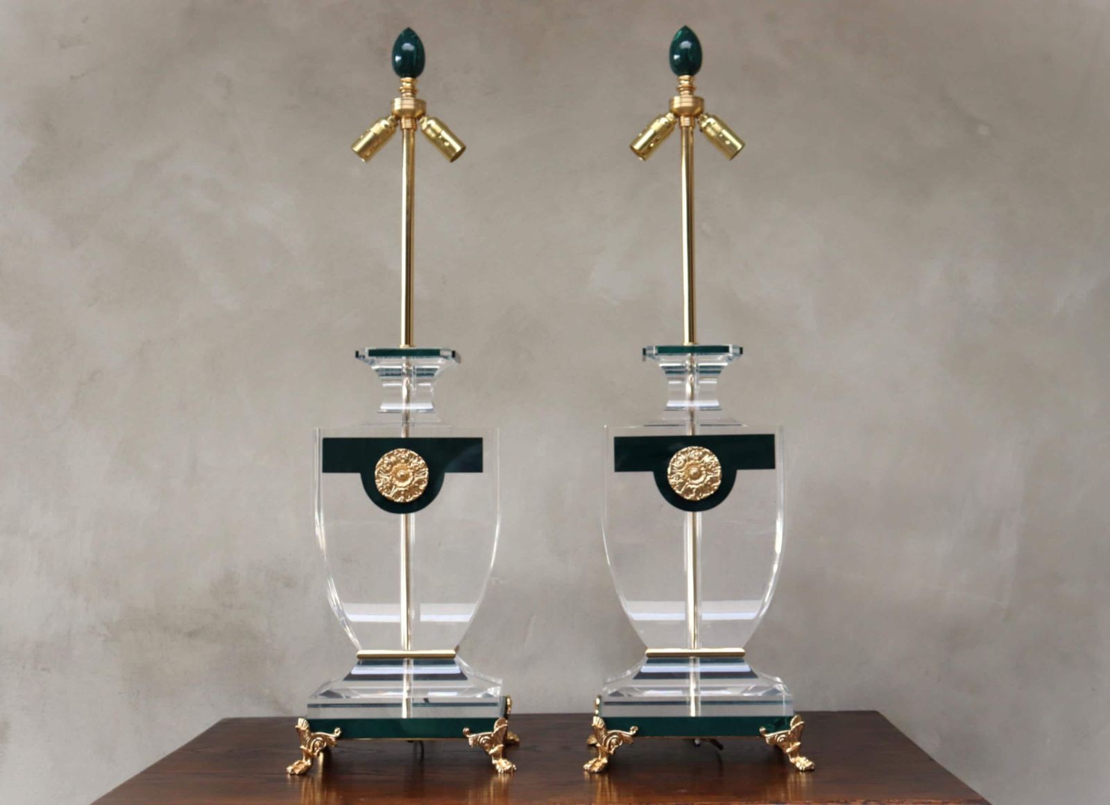 Pair Of Neoclassical Lucite Table Lamps In The Manner Of Maison Jansen (St.) photo Lighting