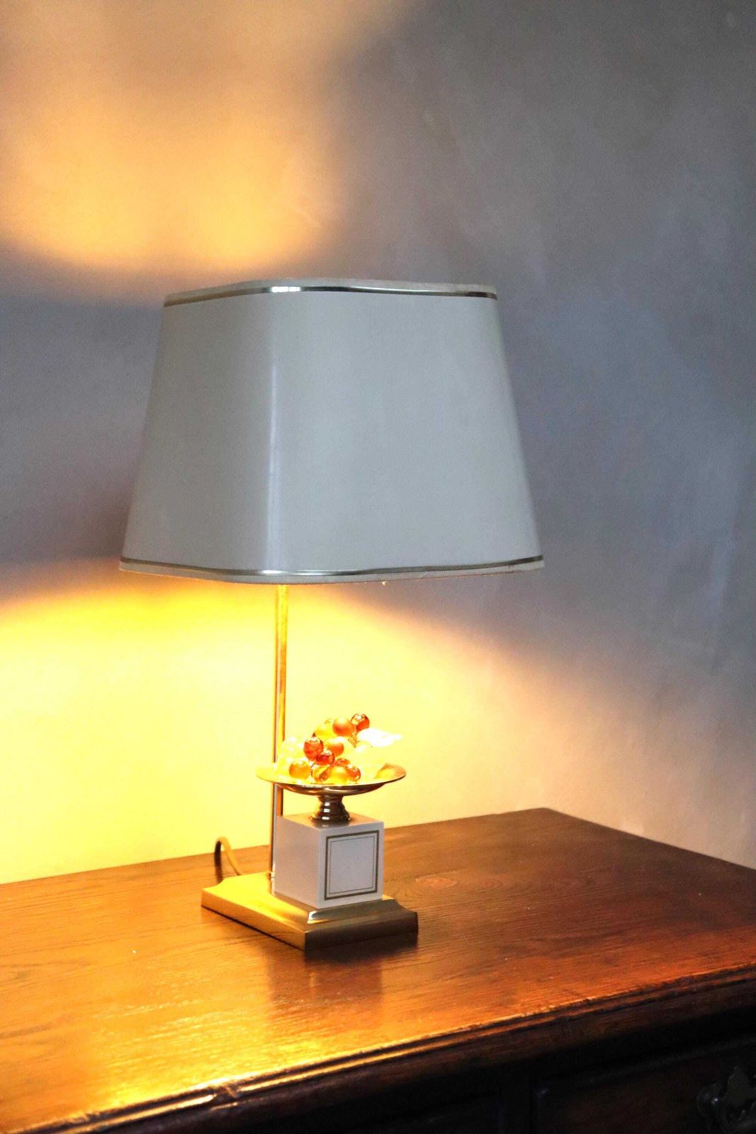 Vintage Hollywood Regency Style Fruit Lamp Attr. To Maison Le Dauphin (St.283) photo for sale