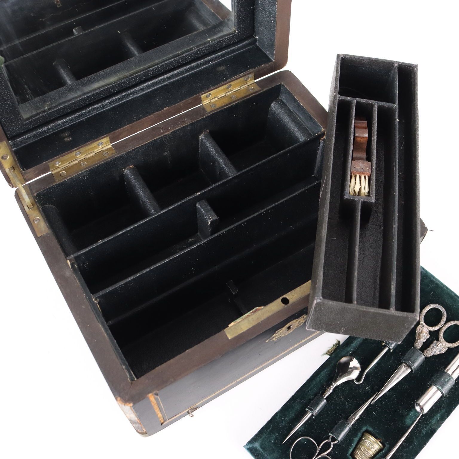 Ancient Sewing Box Last Quarter Of The XIX Century Ebony Wood Veneer photo buy