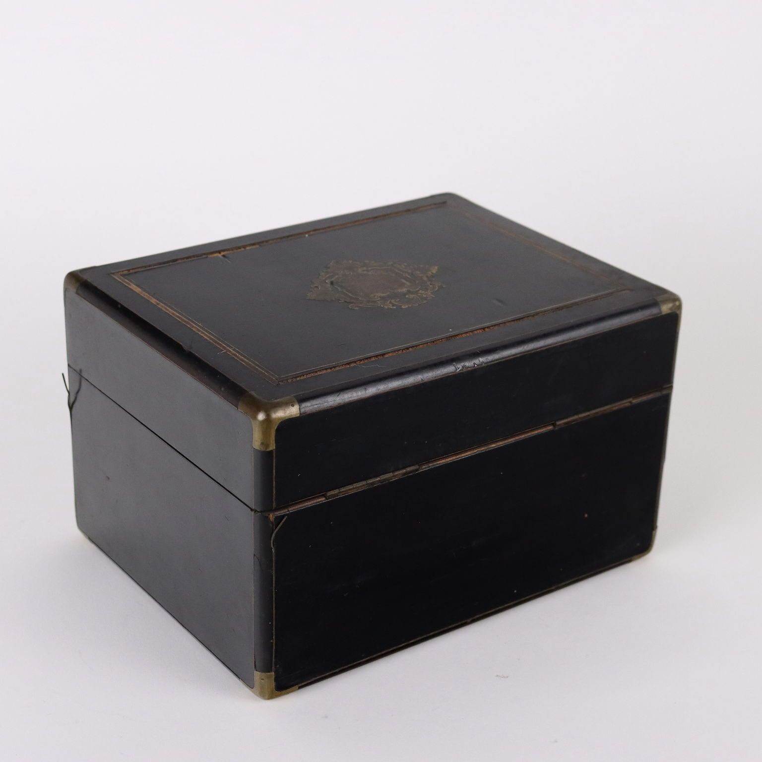 photo buy Ancient Sewing Box Last Quarter Of The XIX Century Ebony Wood Veneer