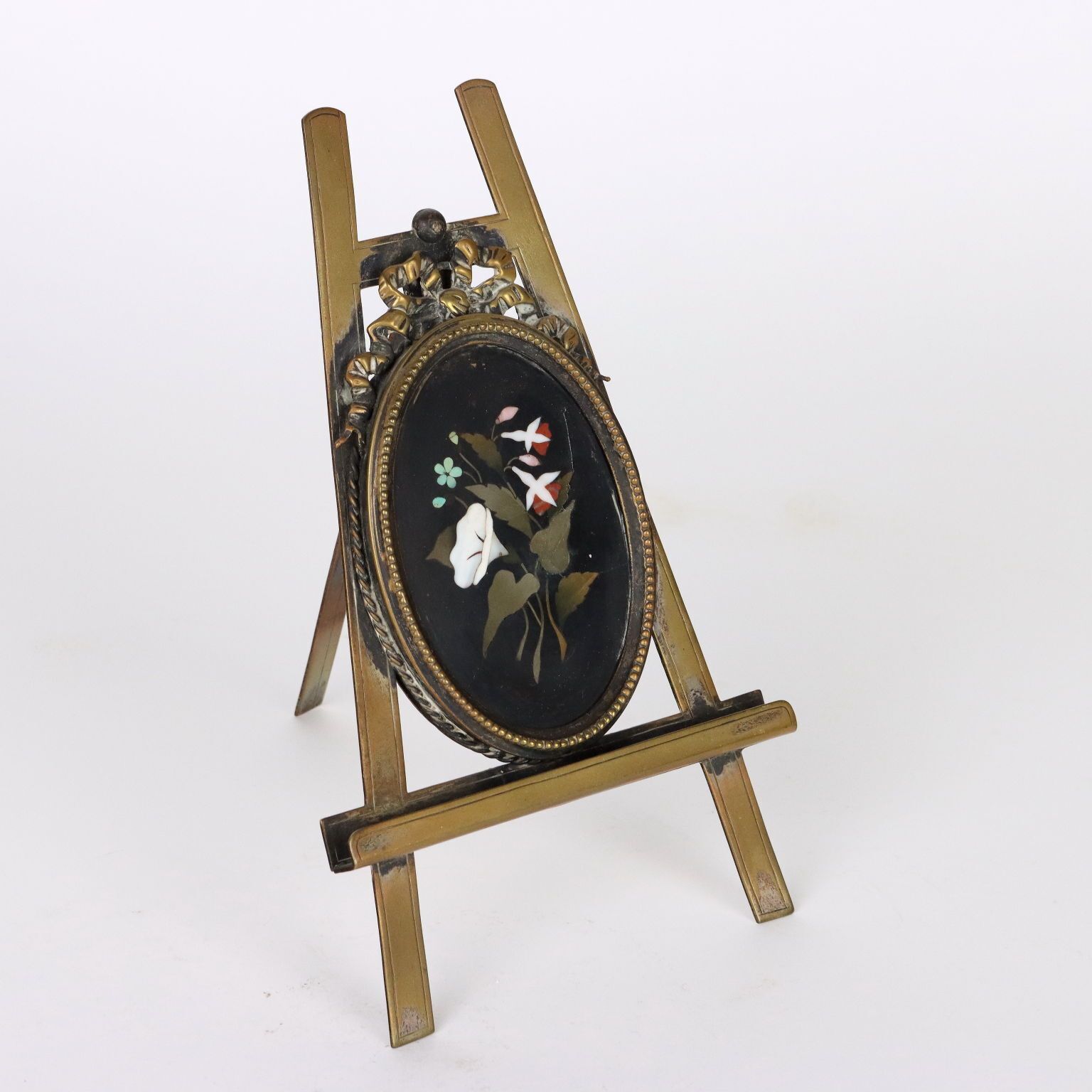 Pair Of Ancient Portrait Holders Late XIX Century Bronze Hard Stones E photo Home Decor