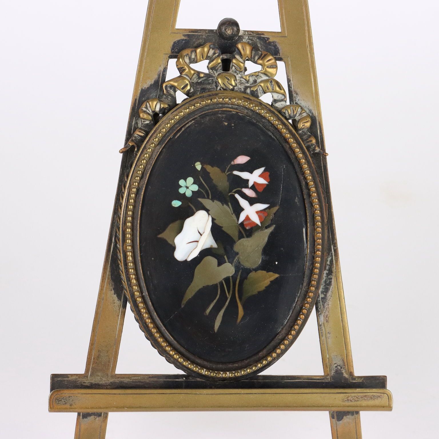 Pair Of Ancient Portrait Holders Late XIX Century Bronze Hard Stones E photo 1930.0