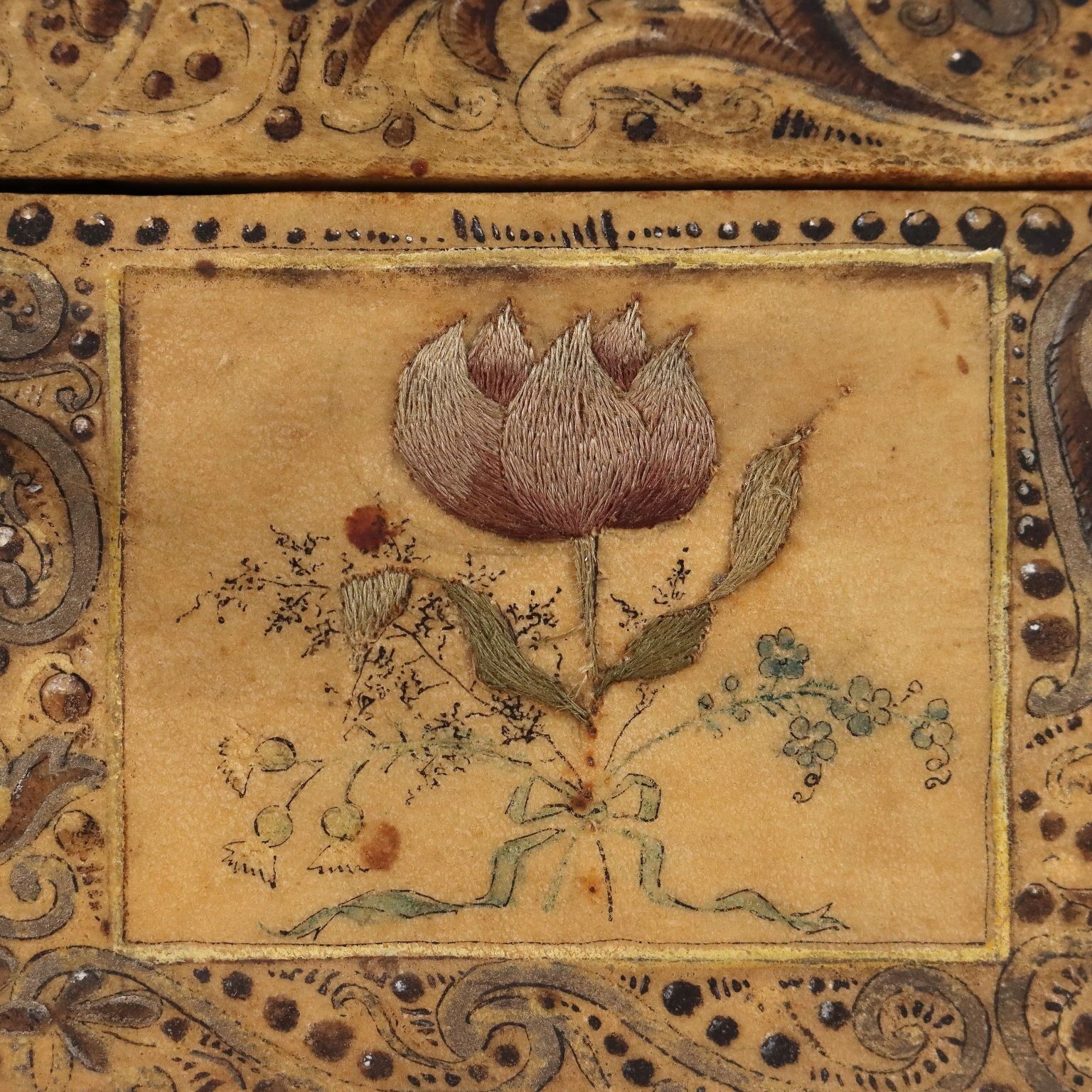 Antique Casket Wood Painted Parchment Italy XIX XX Century photo buy