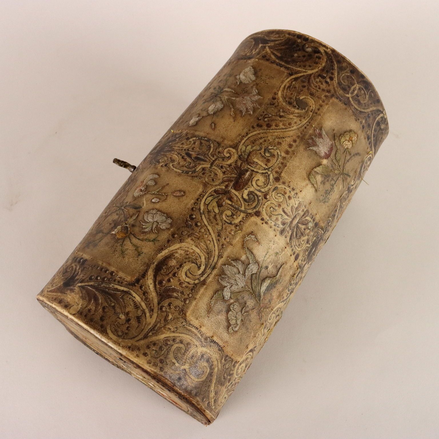 Furniture Antique Casket Wood Painted Parchment Italy XIX XX Century photo