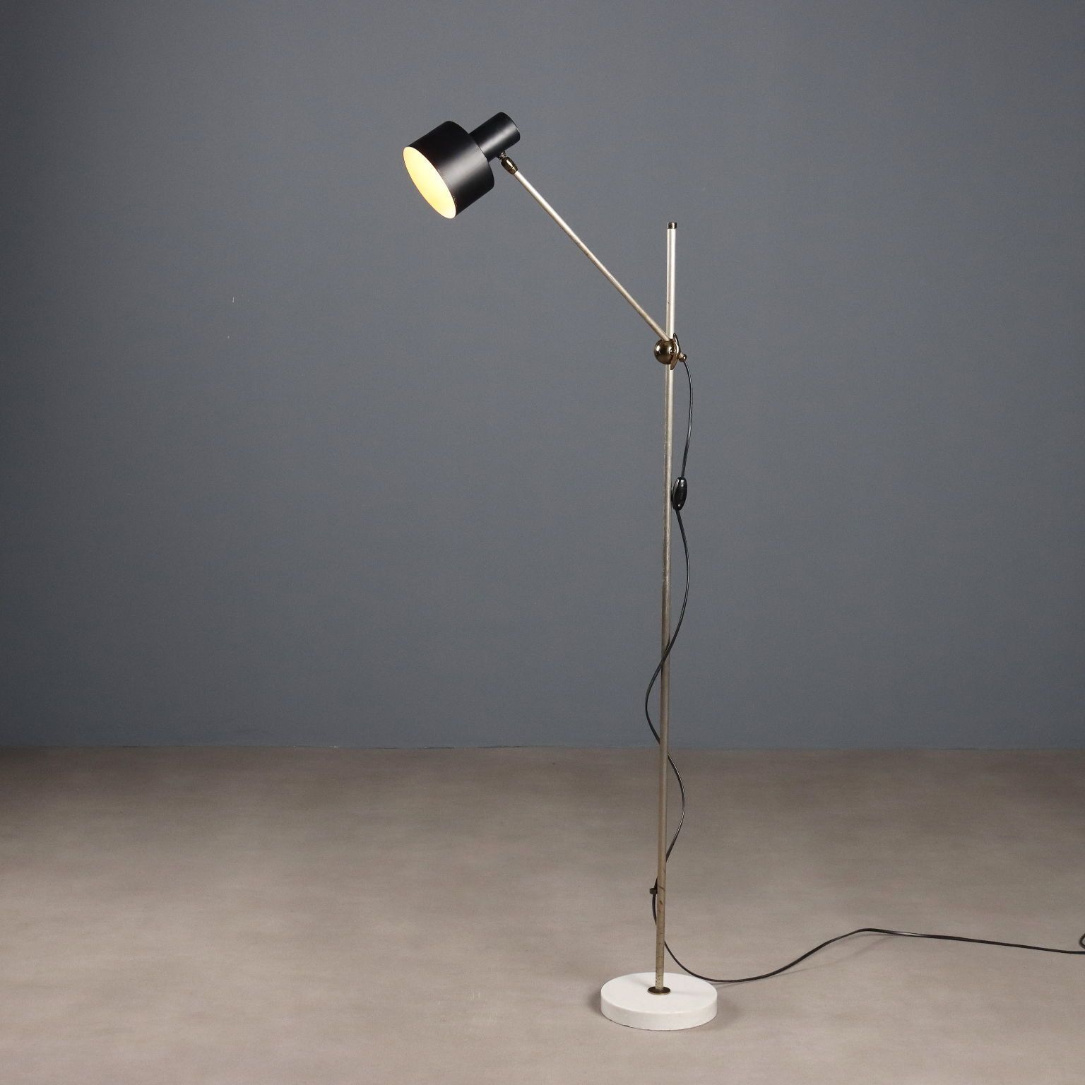 Vintage Floor Lamp Aluminium Marble Design Italy 1960s