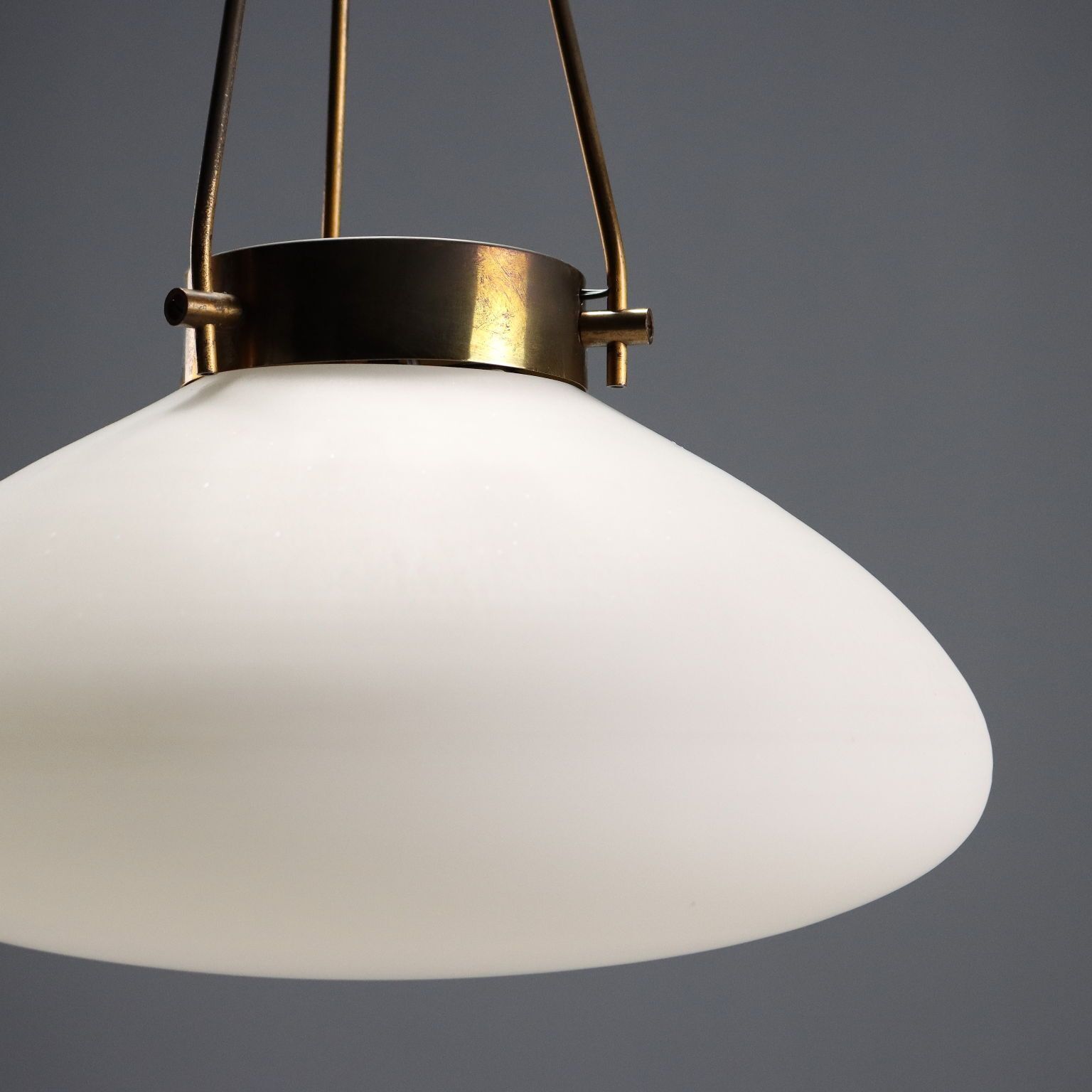 Vintage Lamp Brass Opaline Glass Design Italy 1950s 1960s photo 490.0