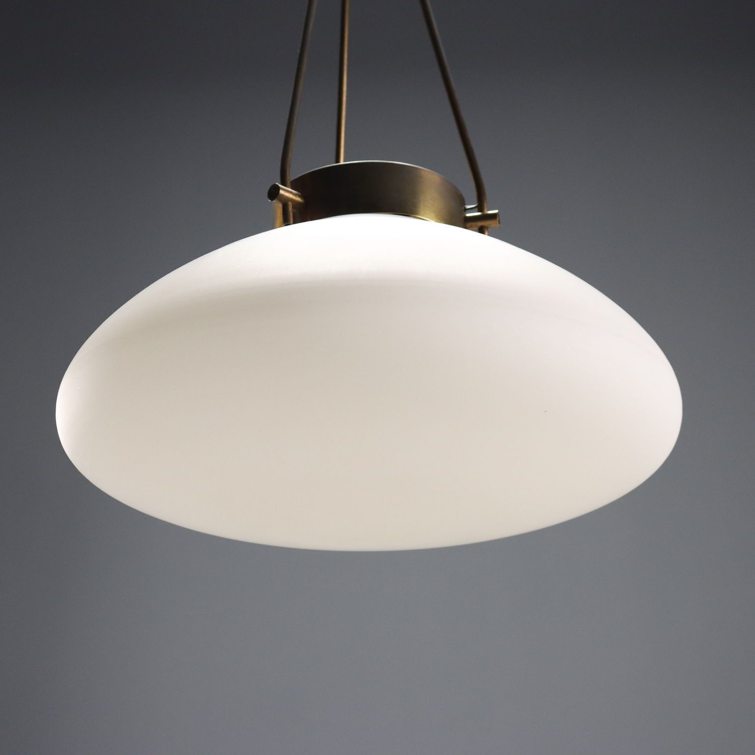 Vintage Lamp Brass Opaline Glass Design Italy 1950s 1960s photo vinterior