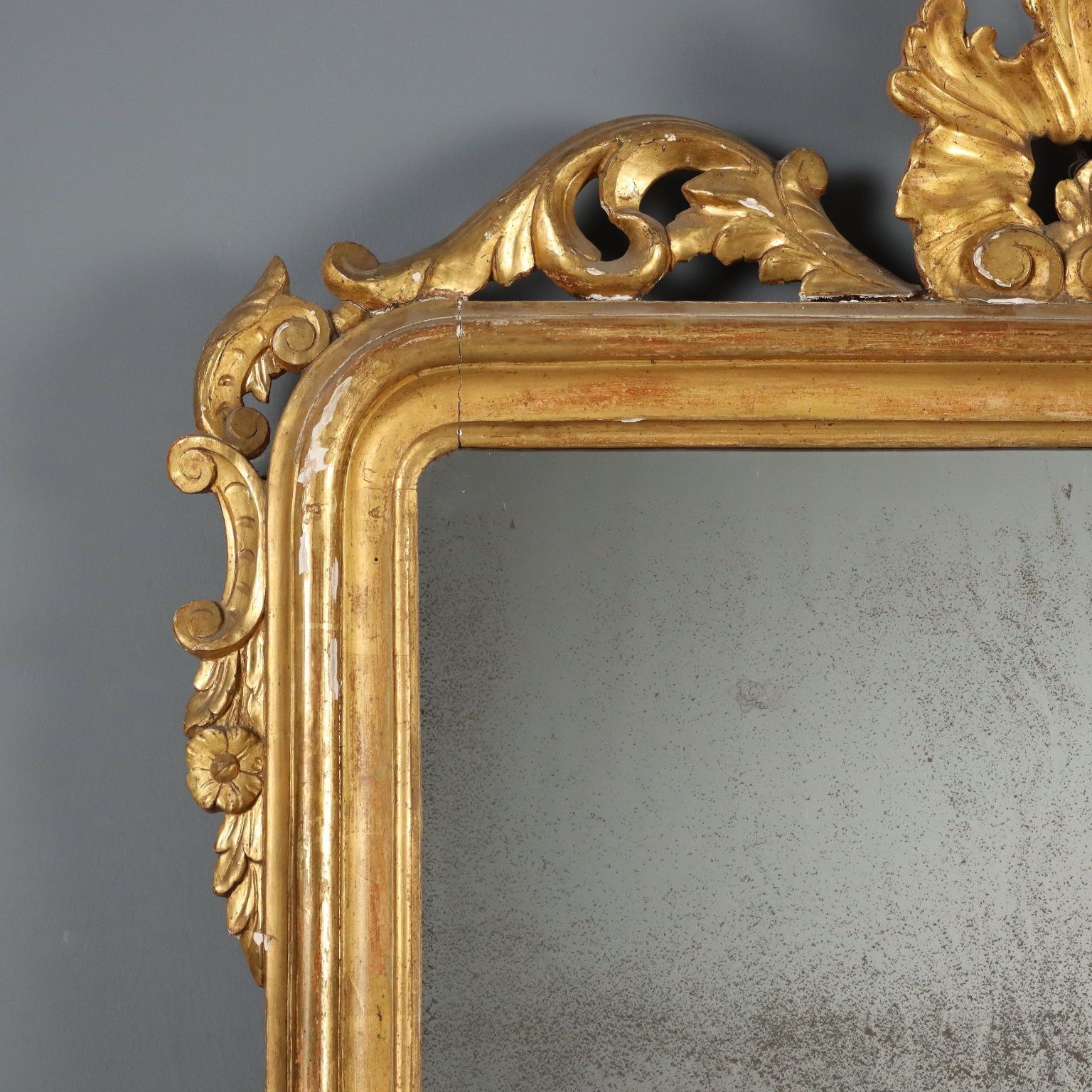 Antique Mirror Carved Gilded Wood Italy XVIII Century photo Home Decor