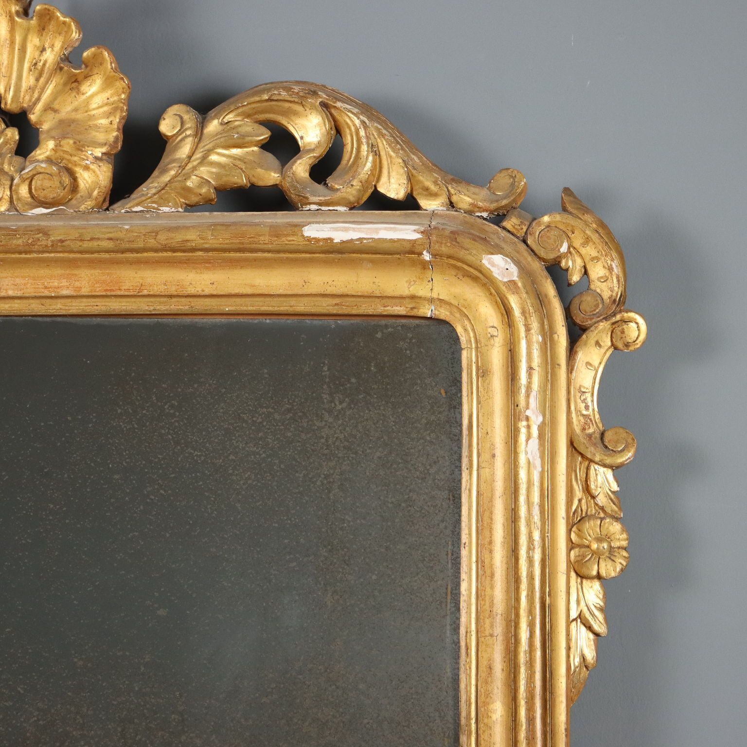 Antique Mirror Carved Gilded Wood Italy XVIII Century photo 570.0