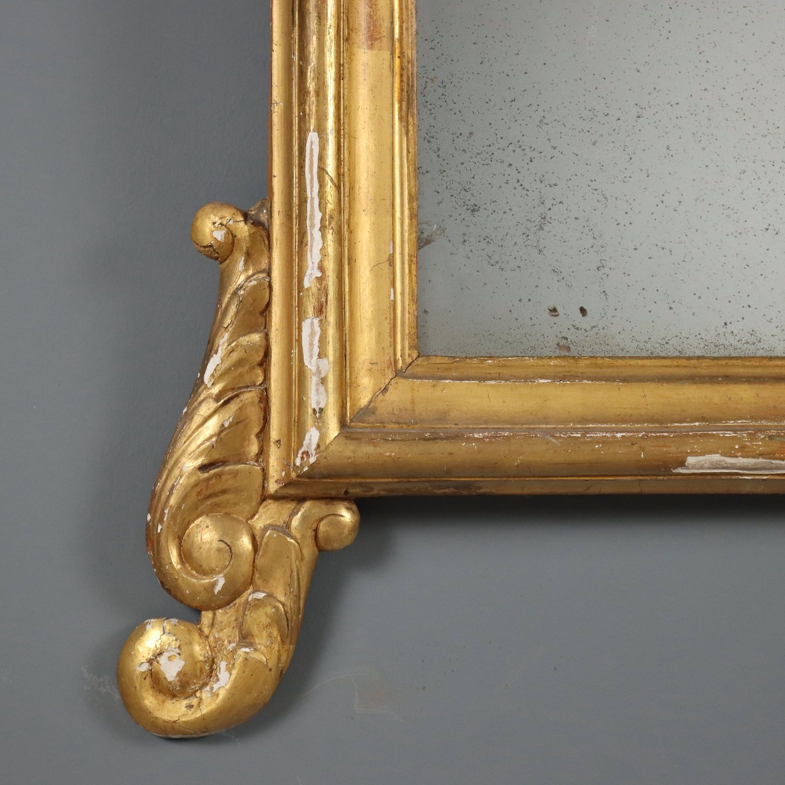 Antique Mirror Carved Gilded Wood Italy XVIII Century photo vinterior