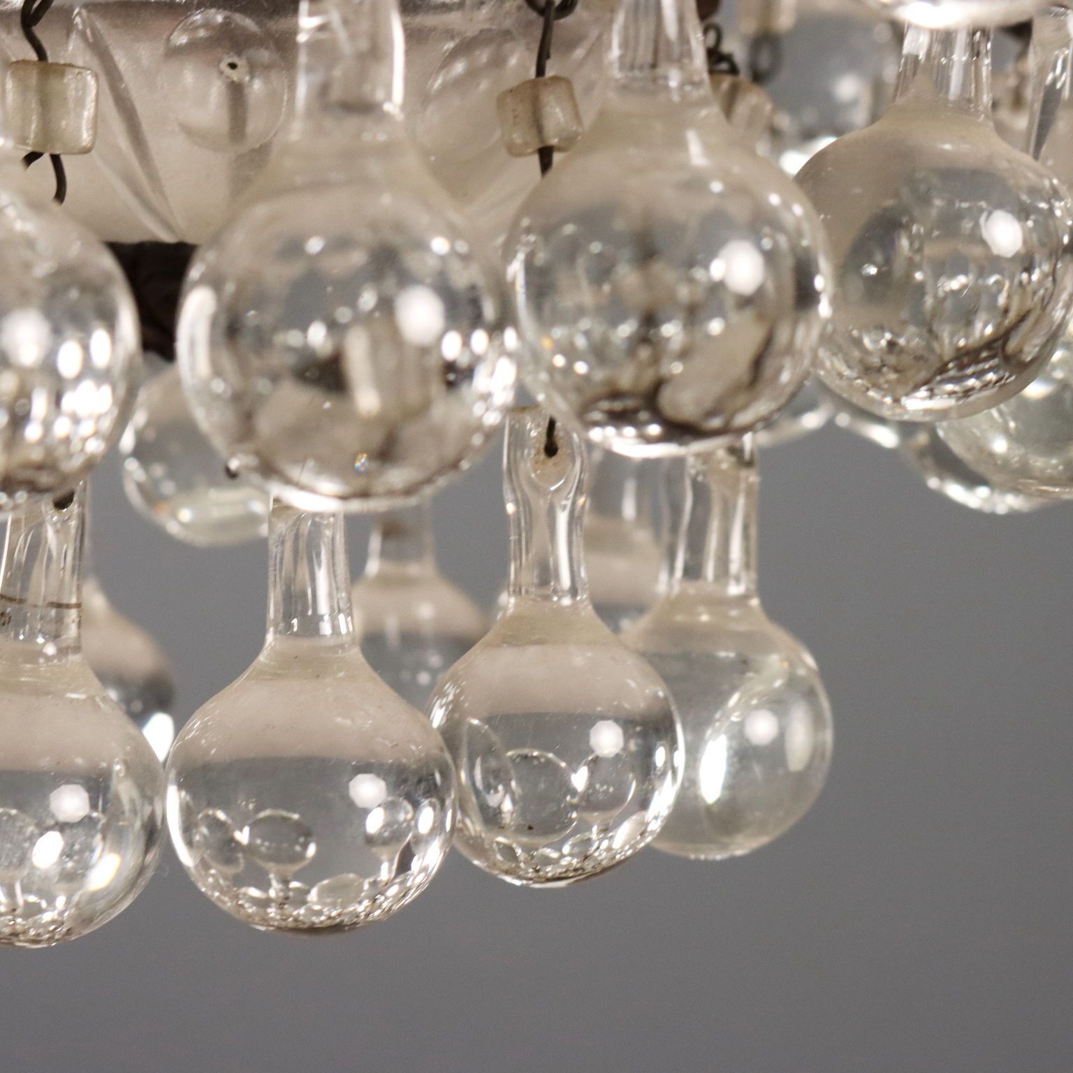 Lighting Antique Chandeliers Burnished Metal Glass 8 Lights XX Century photo