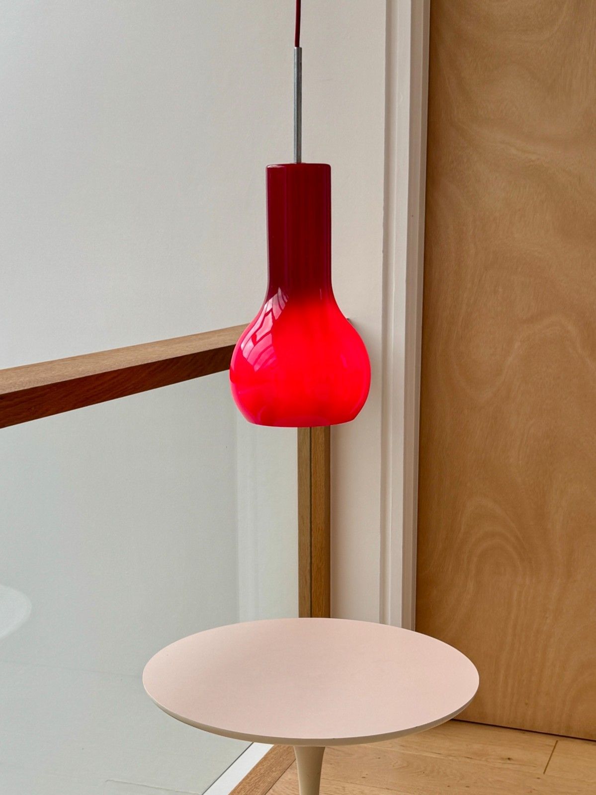 A Pair Of Firstlight 3332re Red Glass Pendant Lights photo vintage