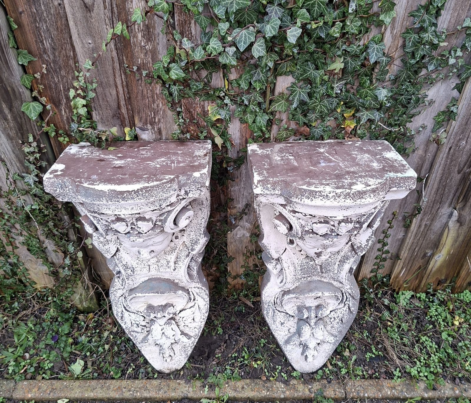 Large Pair Of Antique French Stone Corbels photo vinterior