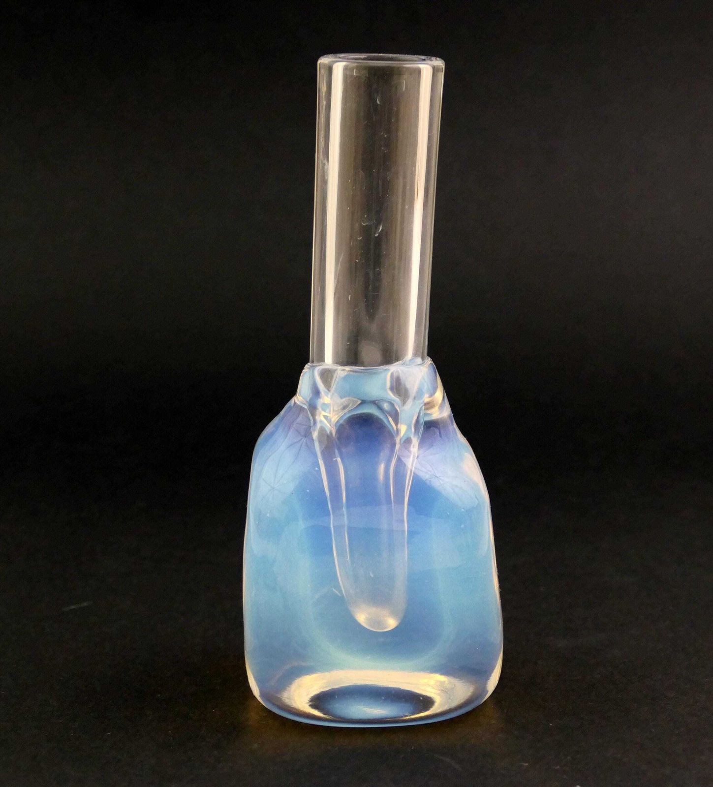 Vintage Sugahara Japanese Opalescent Art Glass Bud Vase, Retro Handmade Glassware Vase From Japan, Exotic Asian Minimalist Home Decor photo for sale