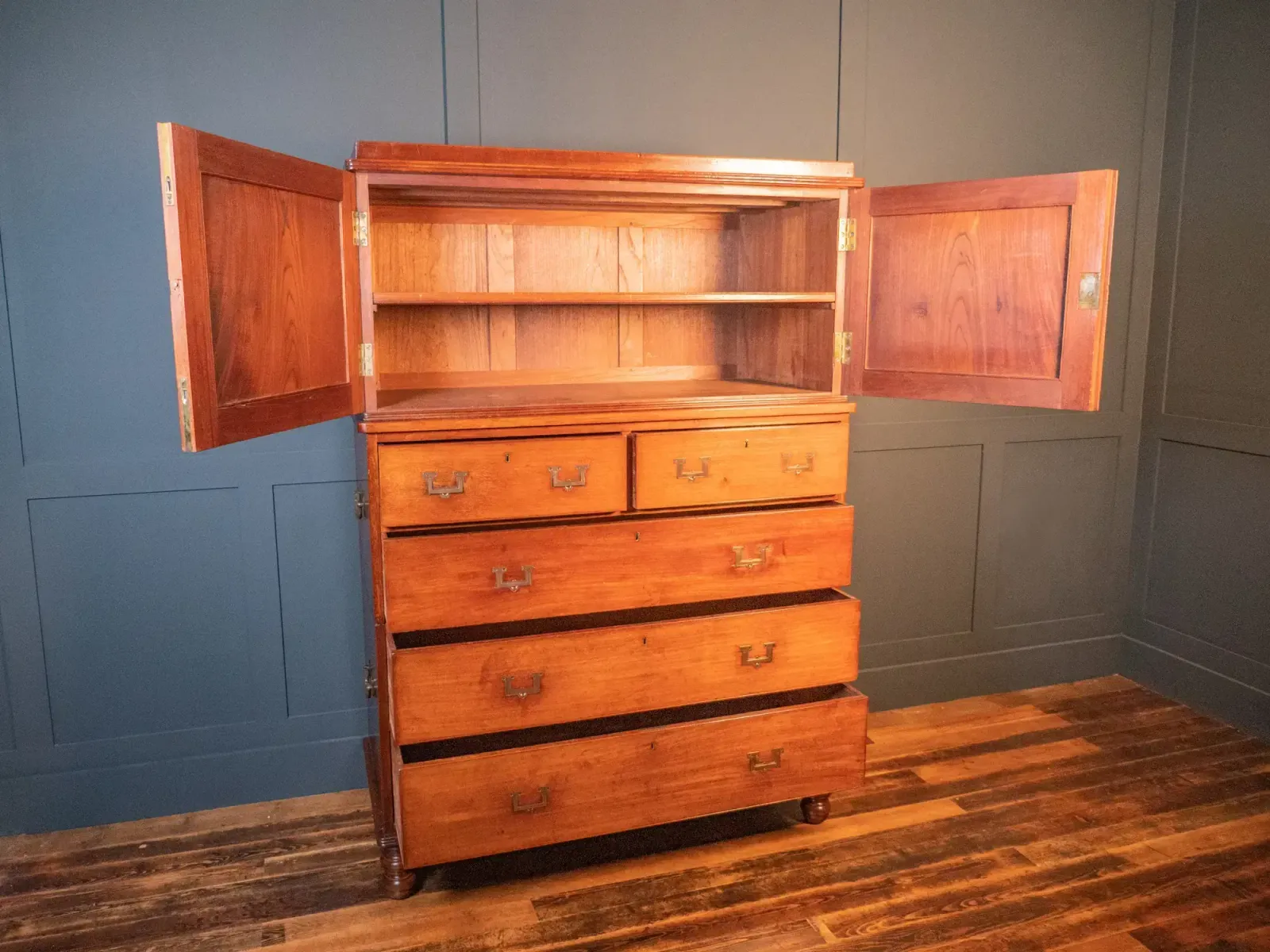 Linen Press Campaign Chest, 1800s photo furniture