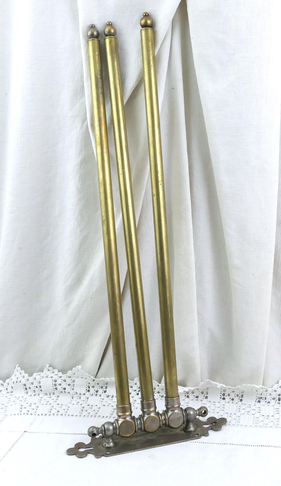 Large Antique French Distressed 3 Rod Swivel Wall Mounted Towel Rack, Retro Chateau Chic Bathroom Accessory From France, Kitchen Hanging photo Furniture