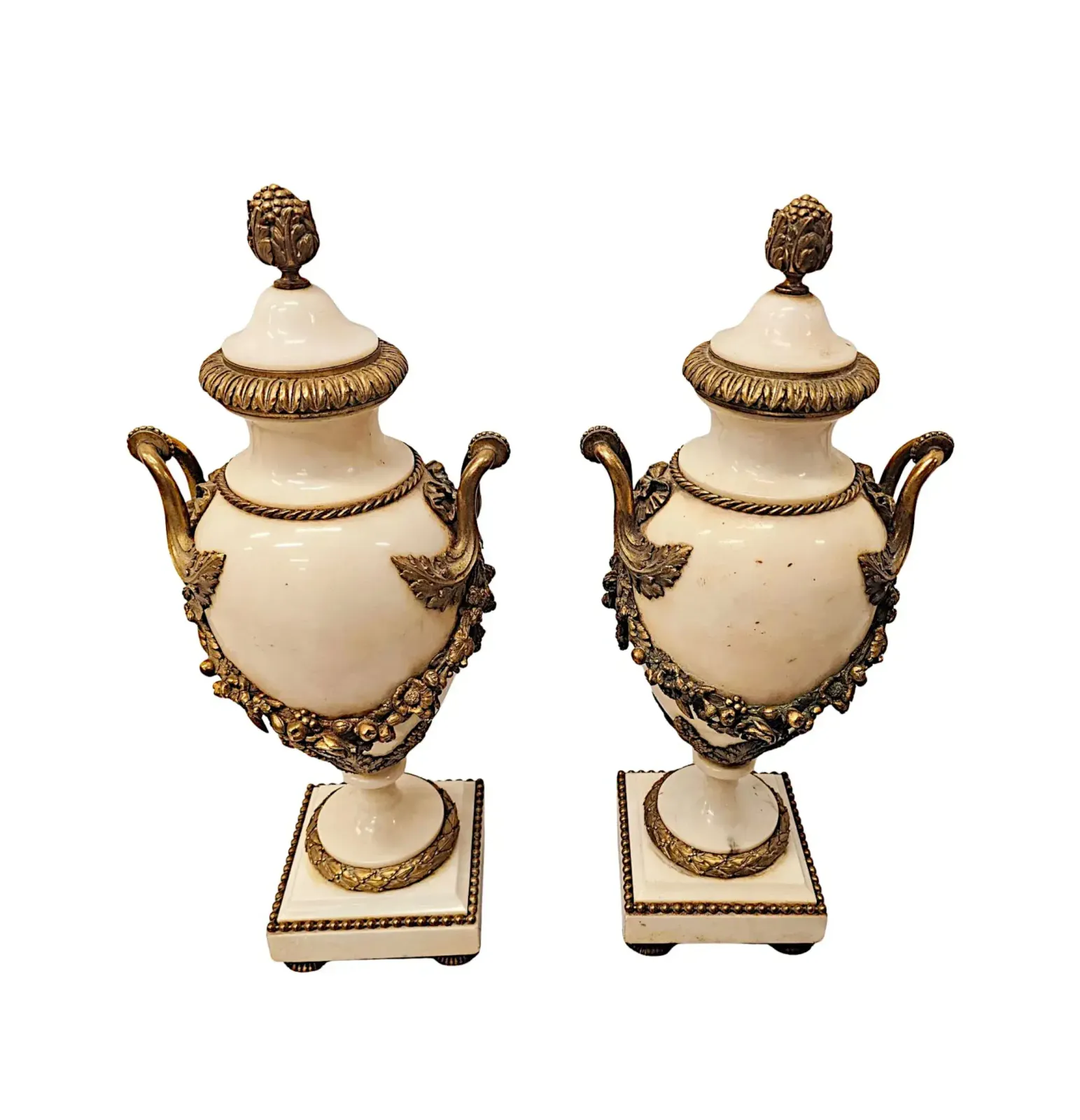 A Very Fine Pair Of 19th Century Large Size Marble Cassolettes With Ormolu Mounts photo furniture