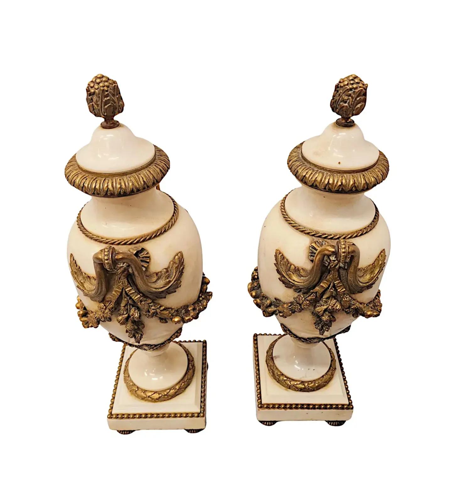 A Very Fine Pair Of 19th Century Large Size Marble Cassolettes With Ormolu Mounts photo Home Decor