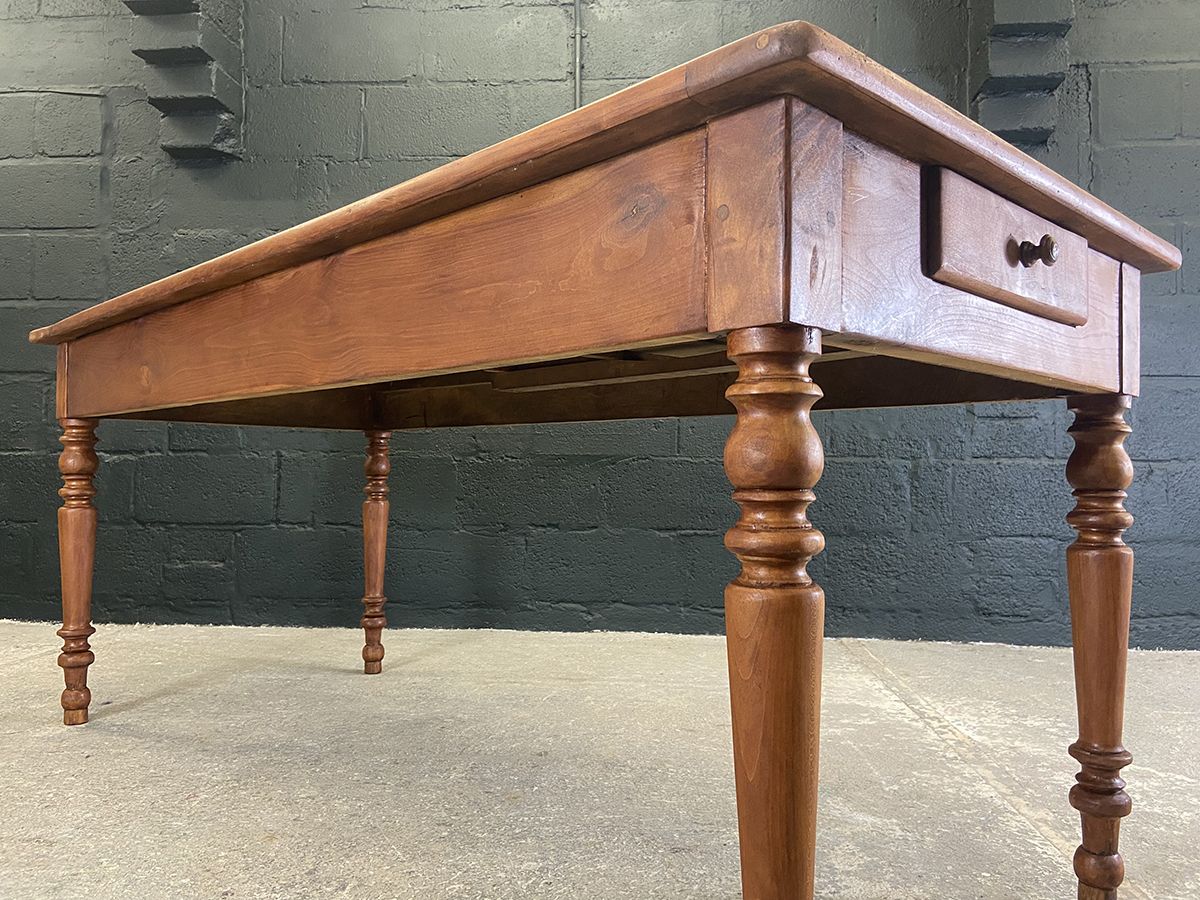 photo furniture Antique French Fruit Wood Dining Table With Bread Slide