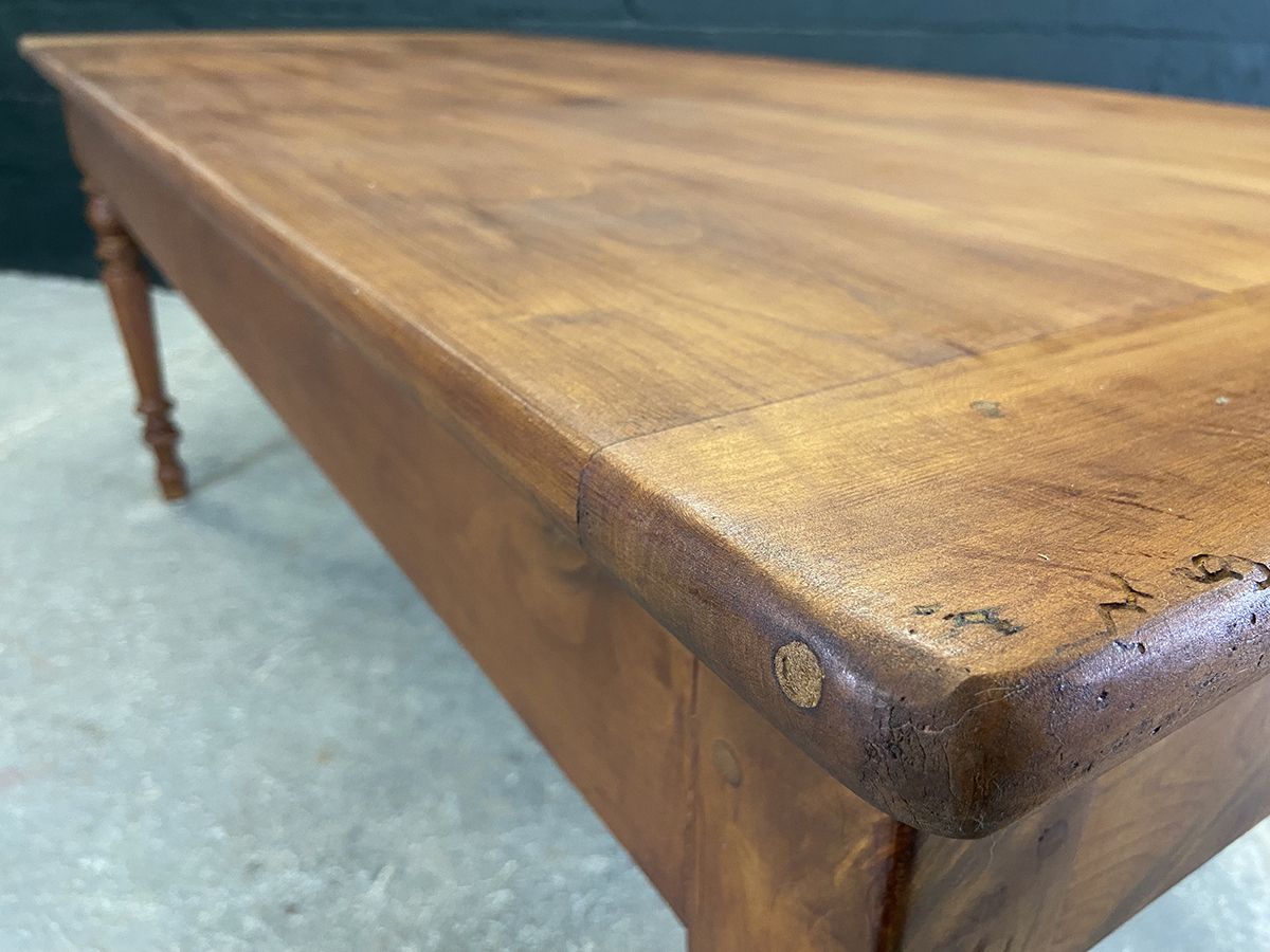Antique French Fruit Wood Dining Table With Bread Slide photo vinterior