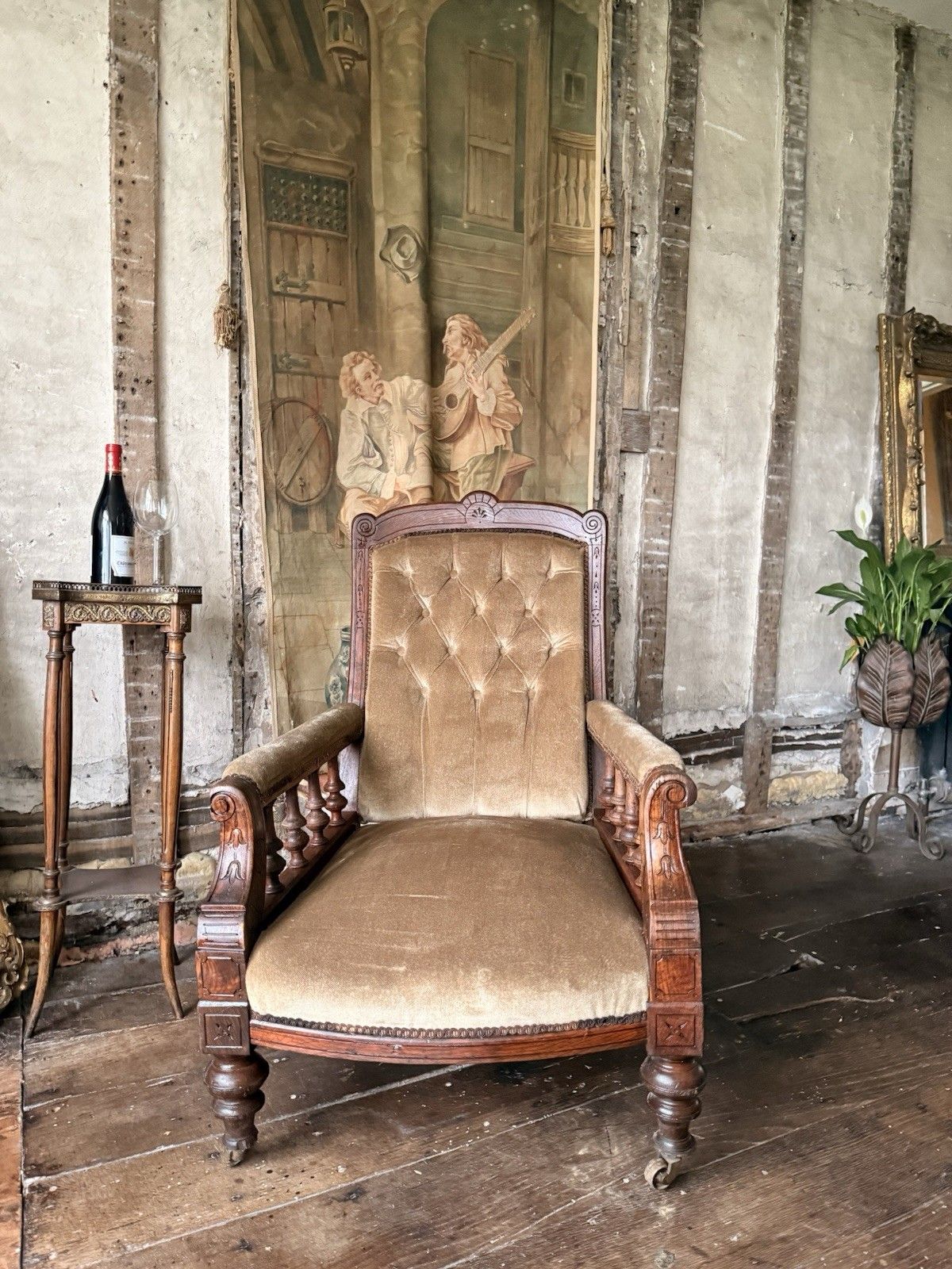 Substancial Original Antique Mahogany Gentlman's Fireside Library Armchair Chair photo for sale
