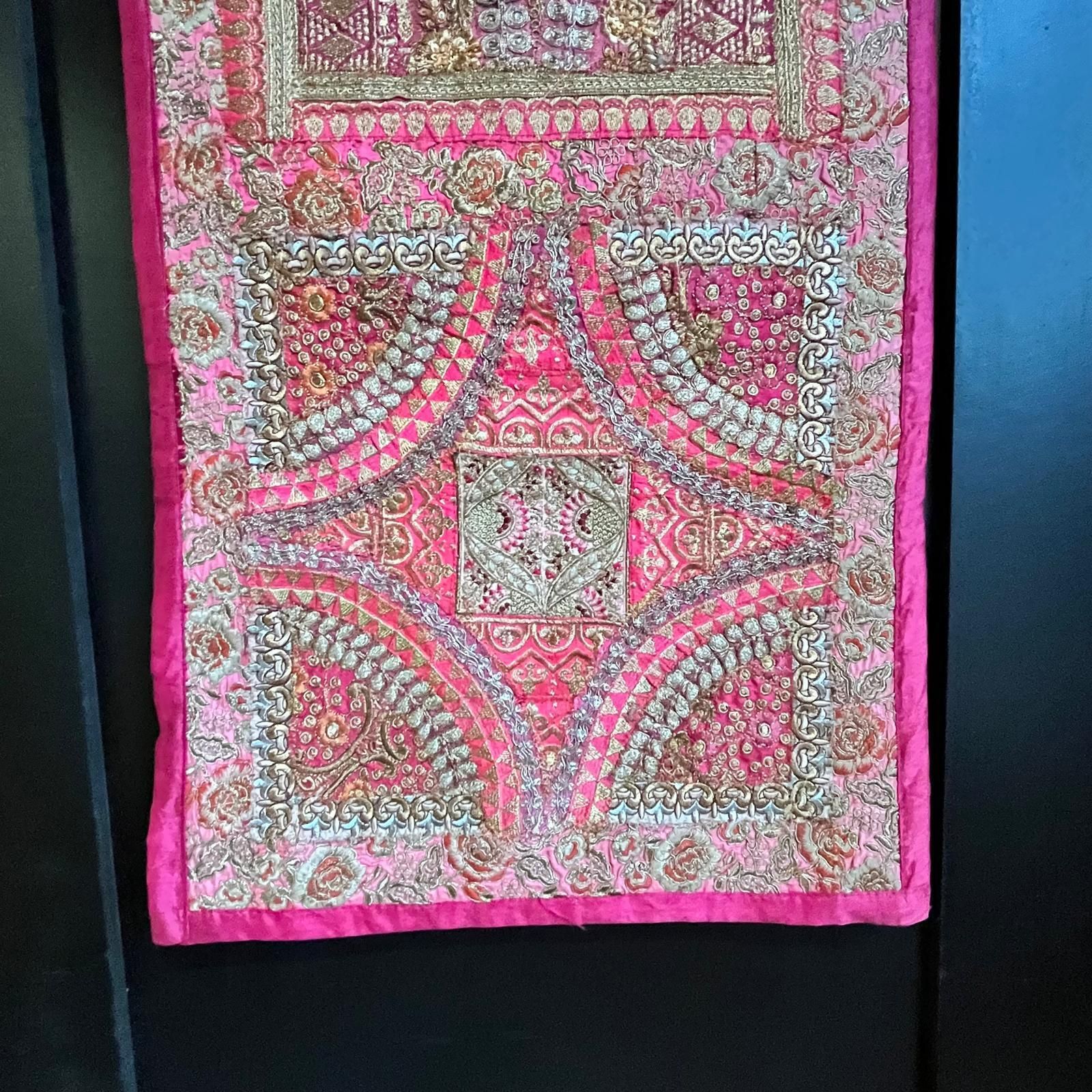 photo furniture Vintage Indian Decorative Pink With Gold Embroidery Panel