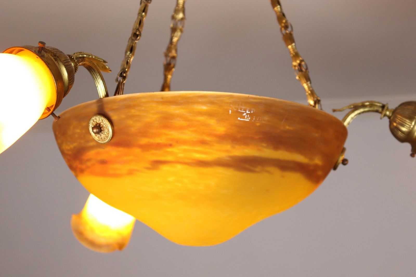 631.0 Glass Art Deco Chandelier By Muller Freres , France (St.274) photo