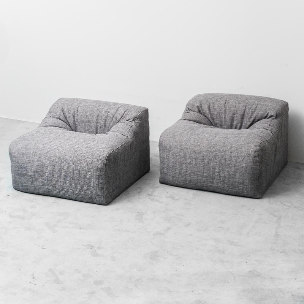 Pair Of Vintage Armchairs In Grey Fabric From The 1970s, Modern Antiques photo for sale
