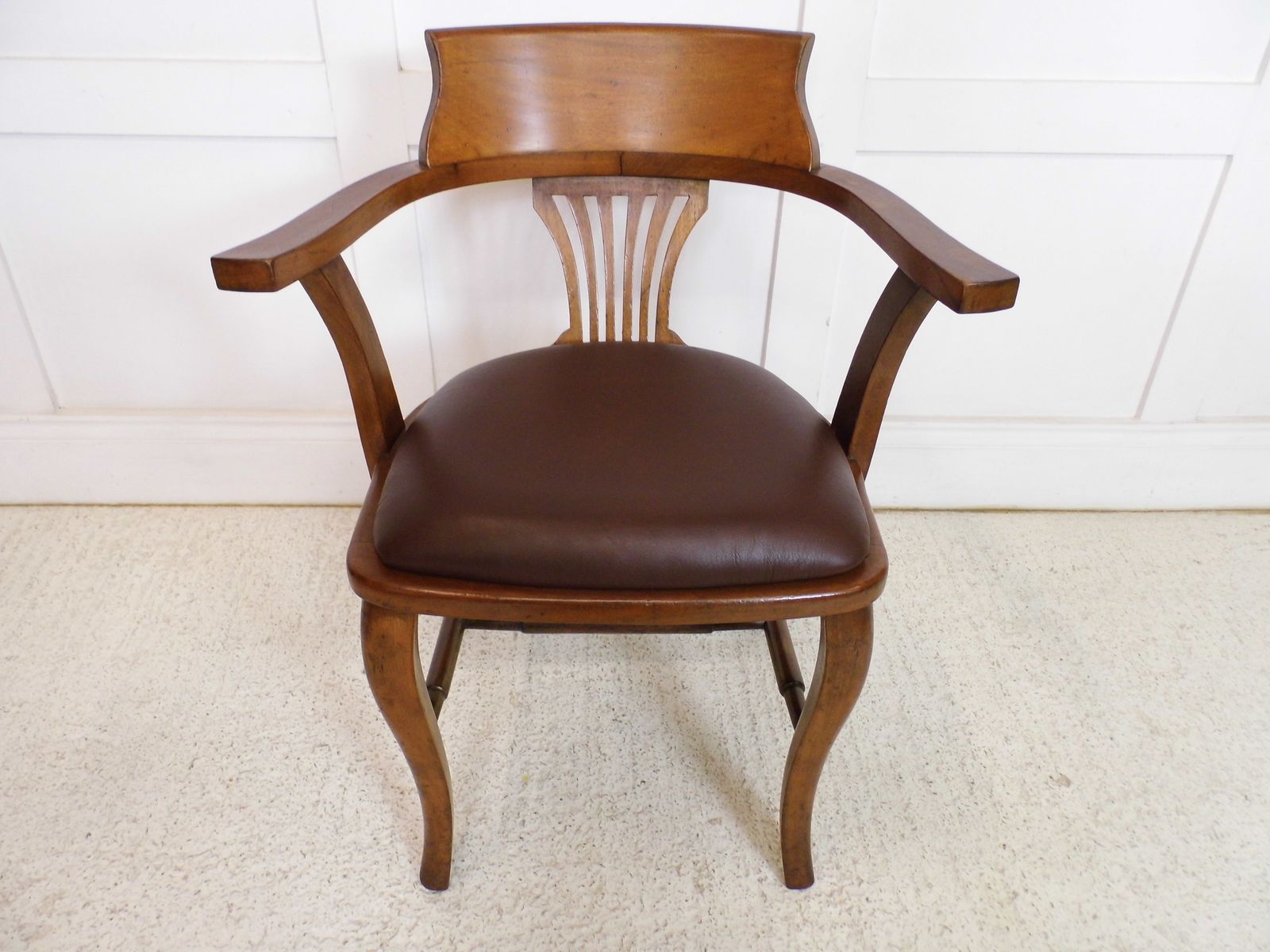 Antique Vintage Captains Mahogany Ex Raf Desk Office Chair Grv 1920s