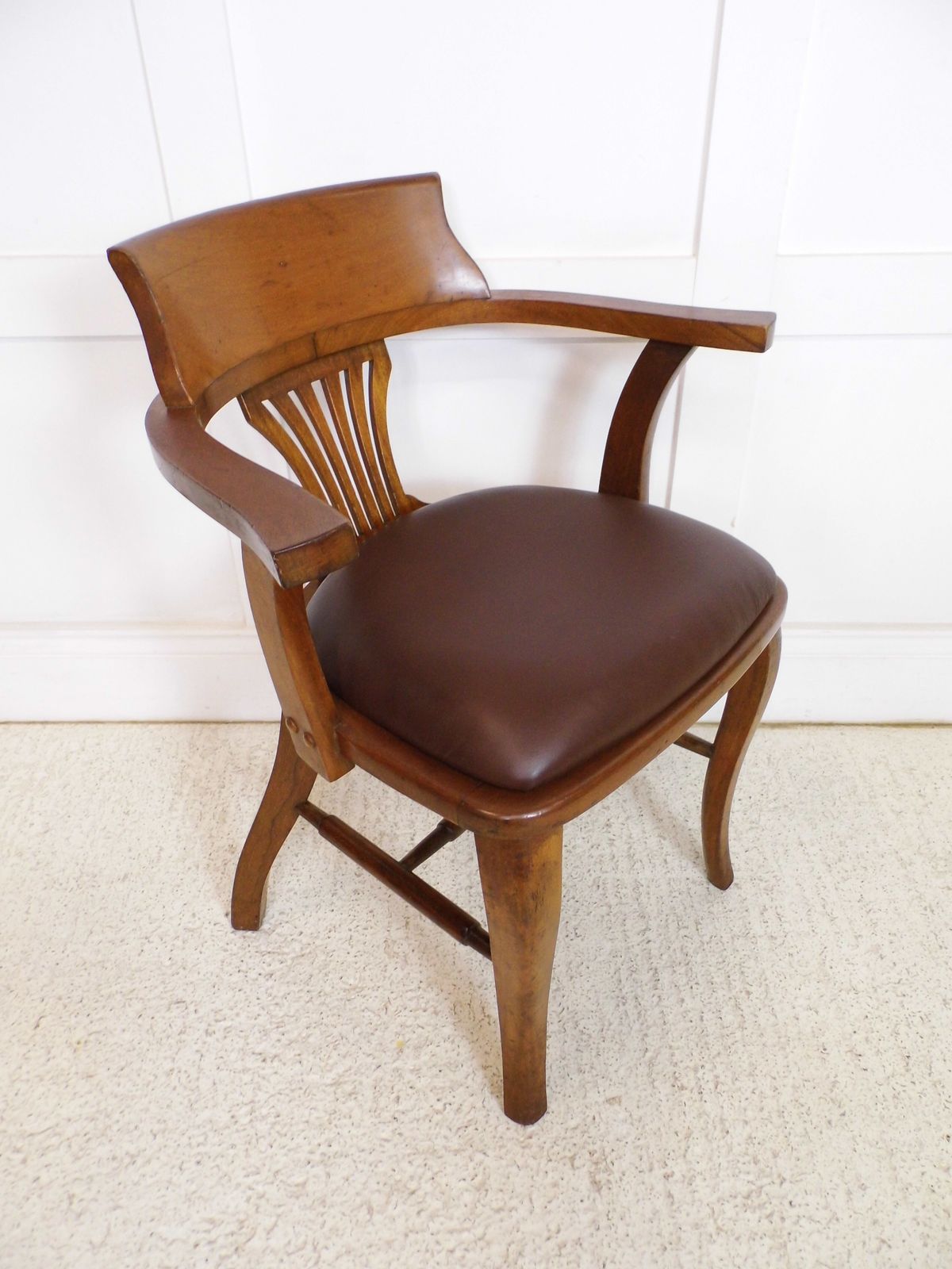 Antique Vintage Captains Mahogany Ex Raf Desk Office Chair Grv 1920s photo furniture