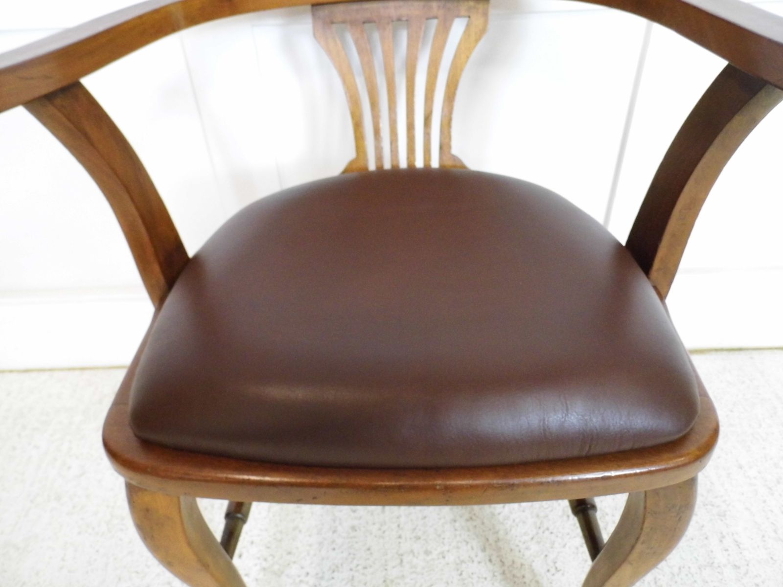 Furniture Antique Vintage Captains Mahogany Ex Raf Desk Office Chair Grv 1920s photo