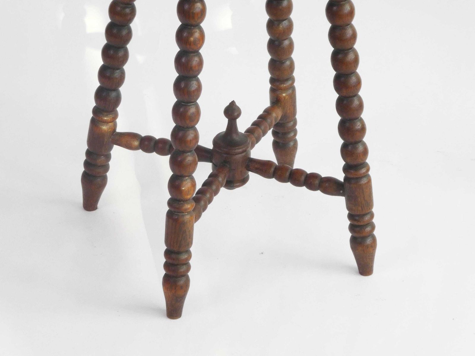 Antique Wooden Bobbin Carved Stool, Rectangular Small Floral Plant Stand photo buy