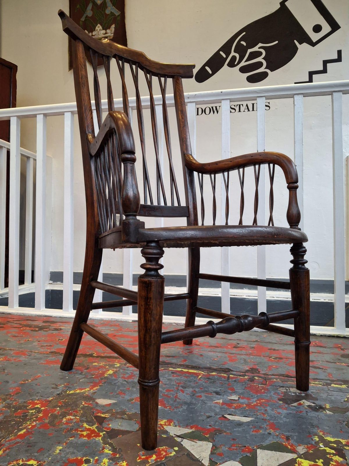 19th Century Regency Era Open Armchair In Simulated Rosewood & Rattan. photo 350.0